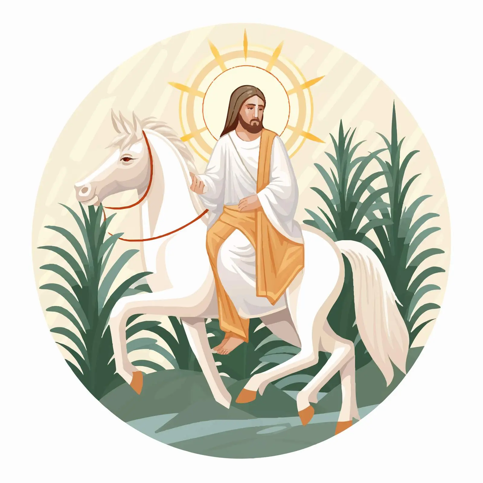 Jesus Rides the White Donkey Illustration — free download from Dotvec