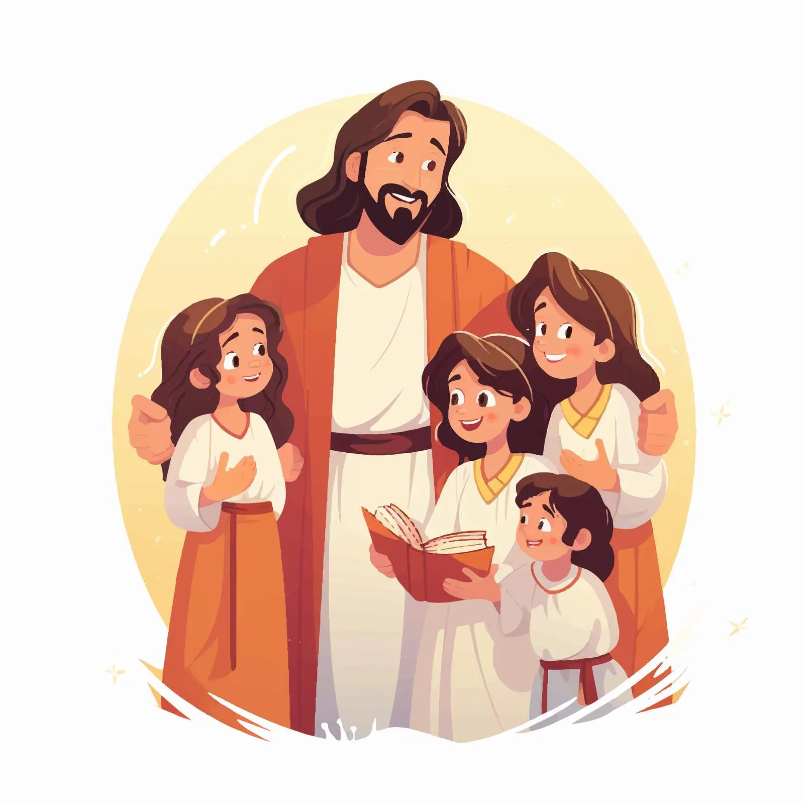 Jesus with Children Byzantine Style Illustration — free download from Dotvec