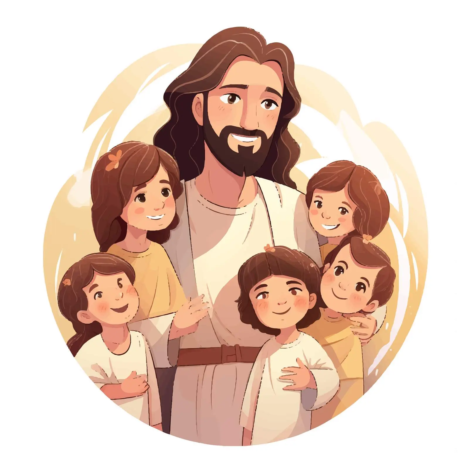 Jesus with Children Byzantine Illustration — free download from Dotvec