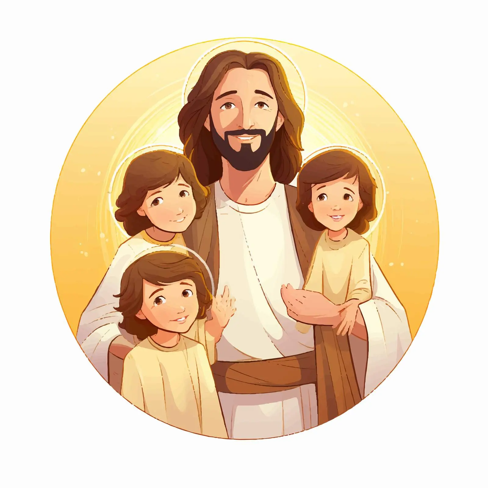 Jesus with Children Byzantine Style Illustration — free download from Dotvec