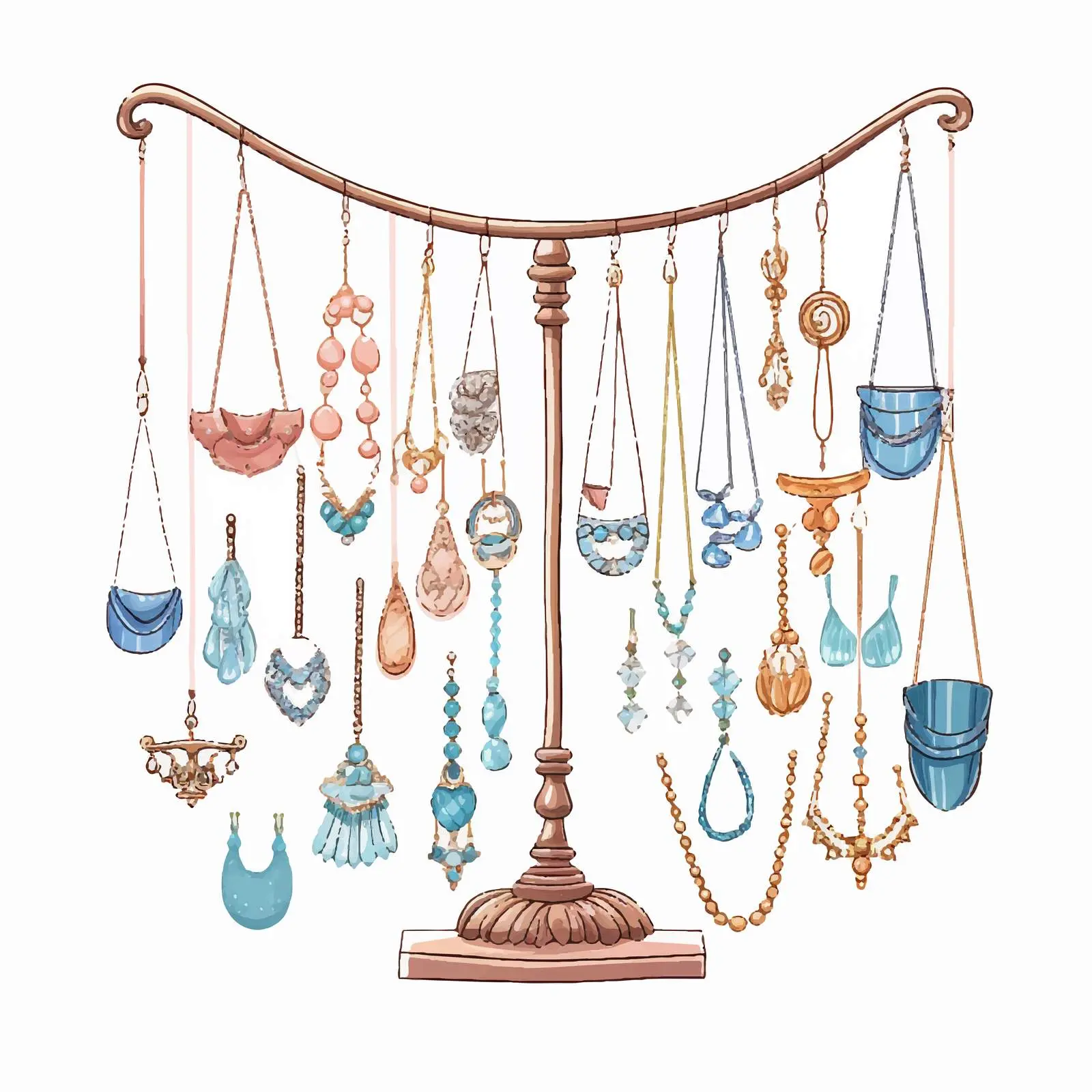 Jewelry Holder with Female Accessories and Necklaces — free download from Dotvec