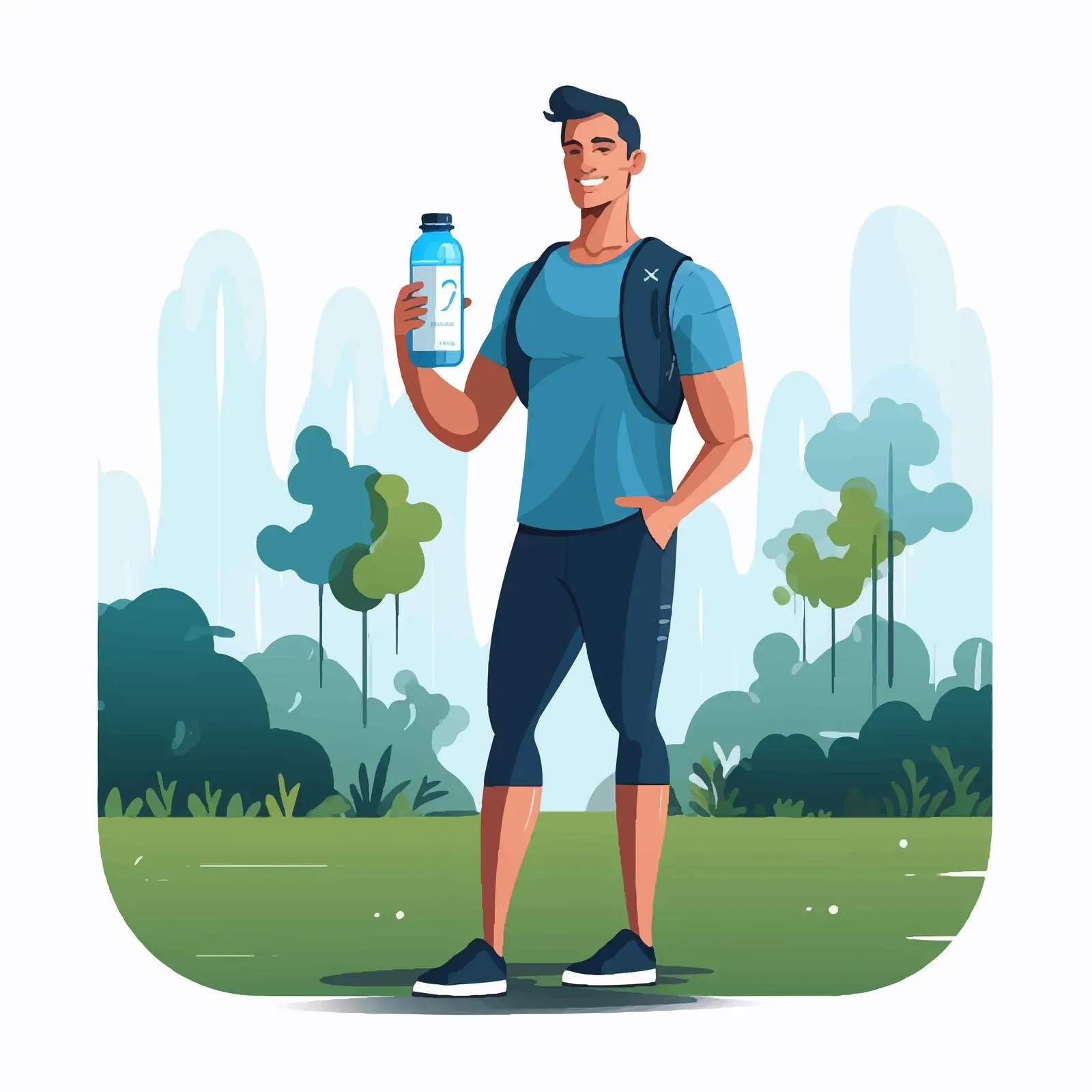 Athlete Jogging in Park with Water Bottle — free download from Dotvec