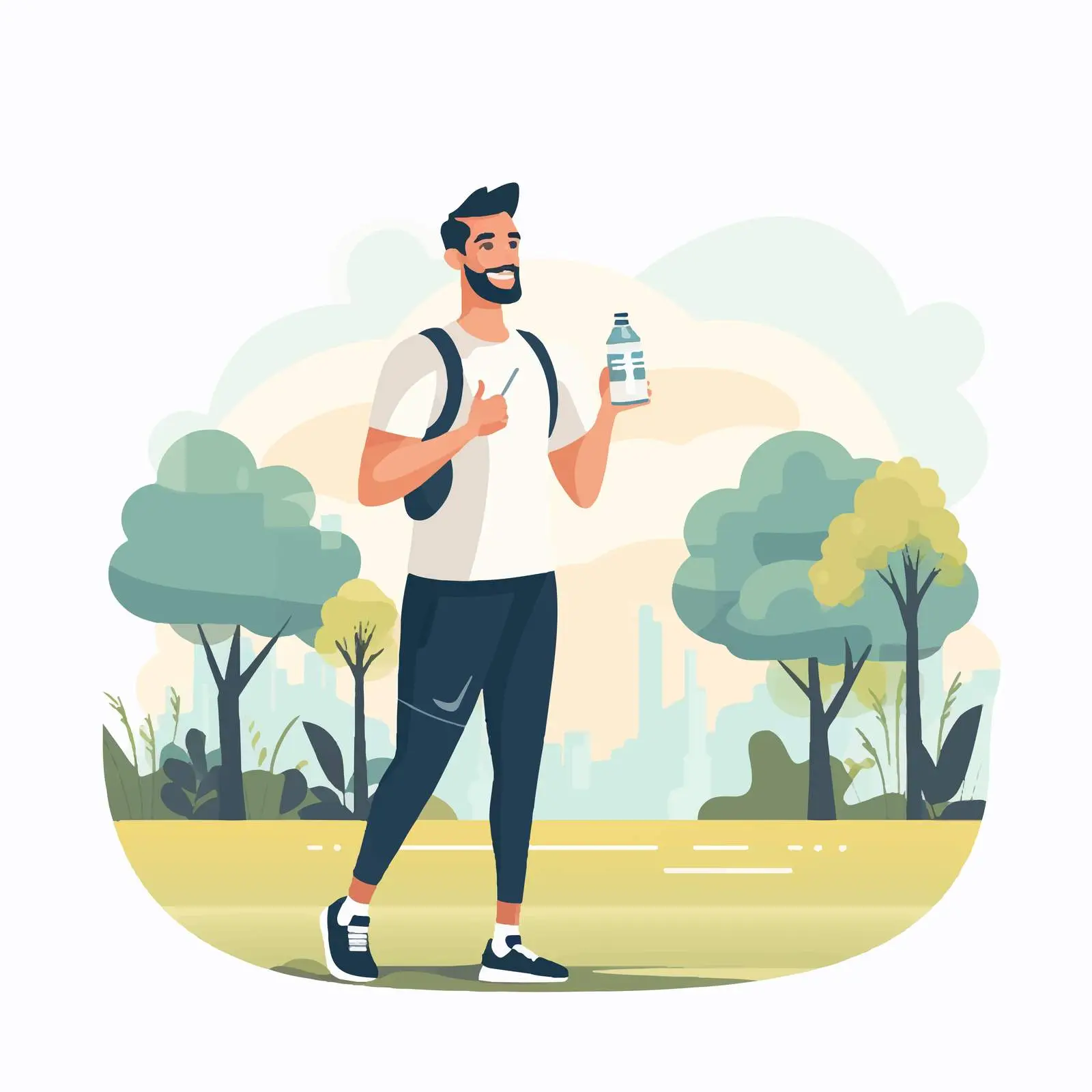 Athlete Jogging in Park with Water Bottle — free download from Dotvec