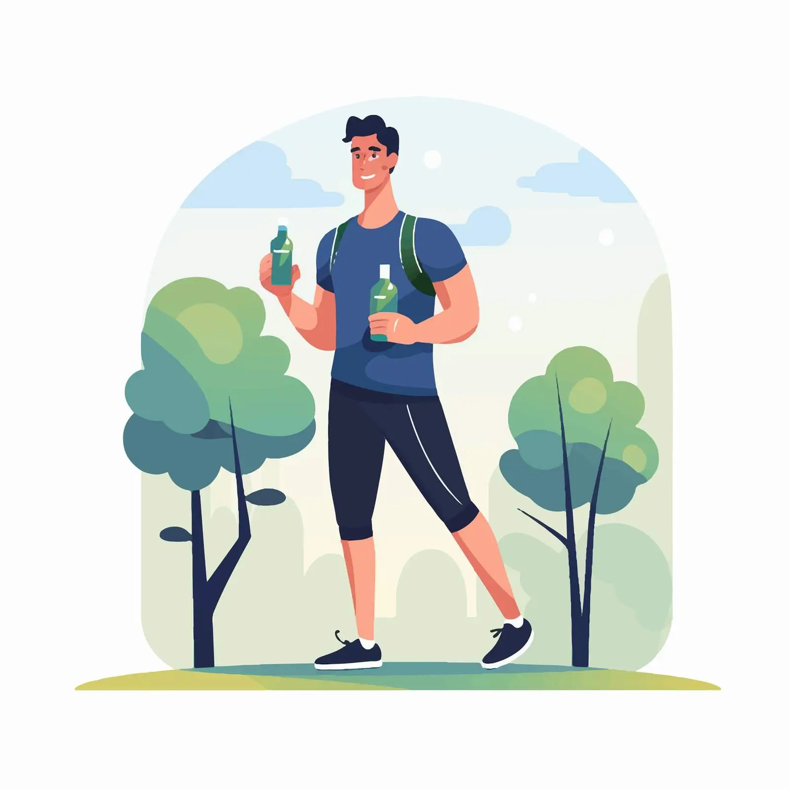 Athlete Jogging in Park with Water Bottle – free exercise gear image from Dotvec