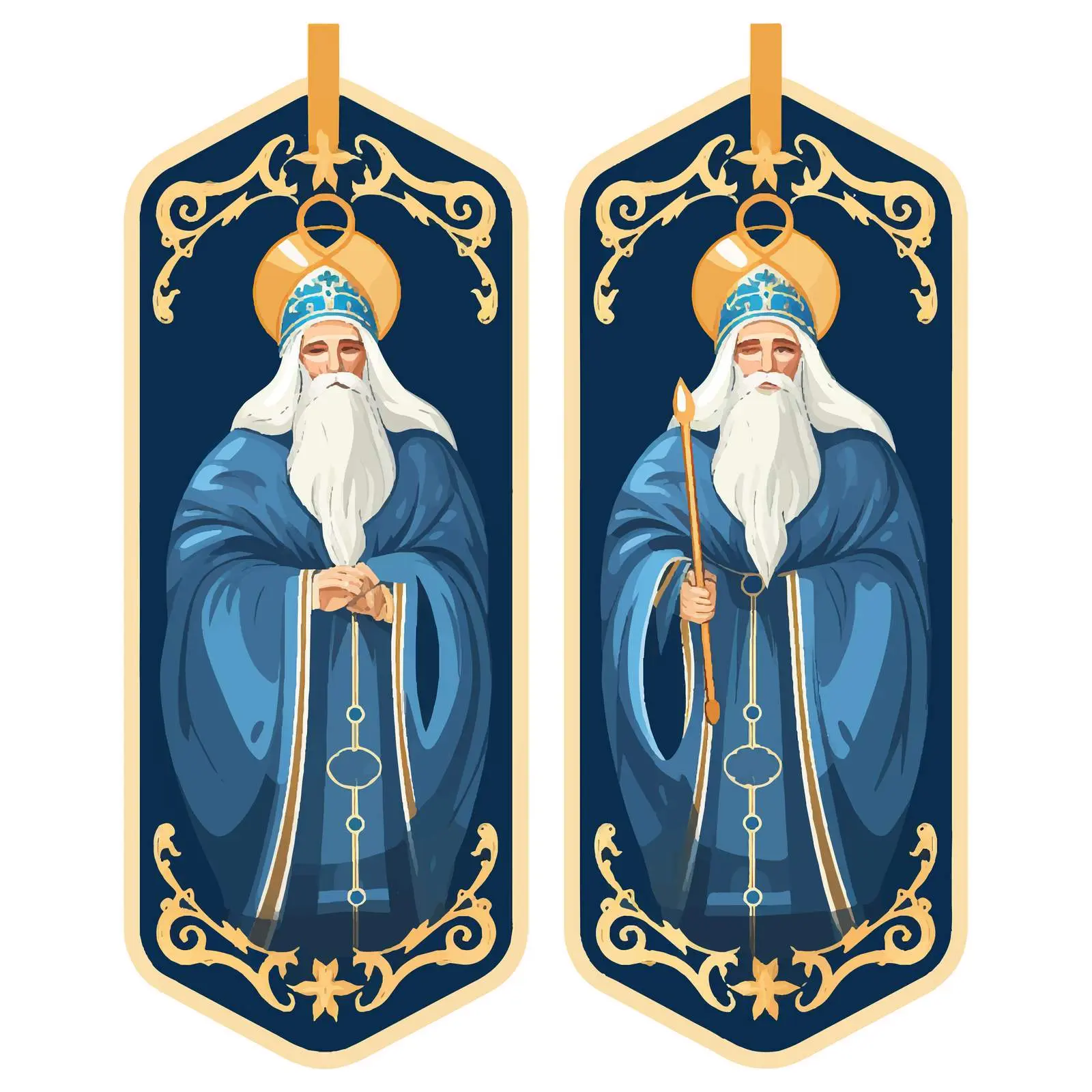 Deep Blue Religious Gift Tags with John Chrysostom — free download from Dotvec