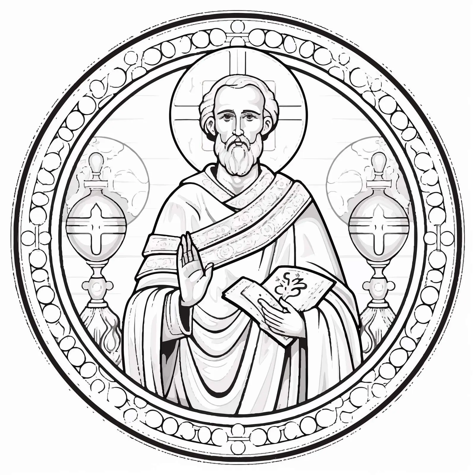 Byzantine Fresco of John Chrysostom — free download from Dotvec