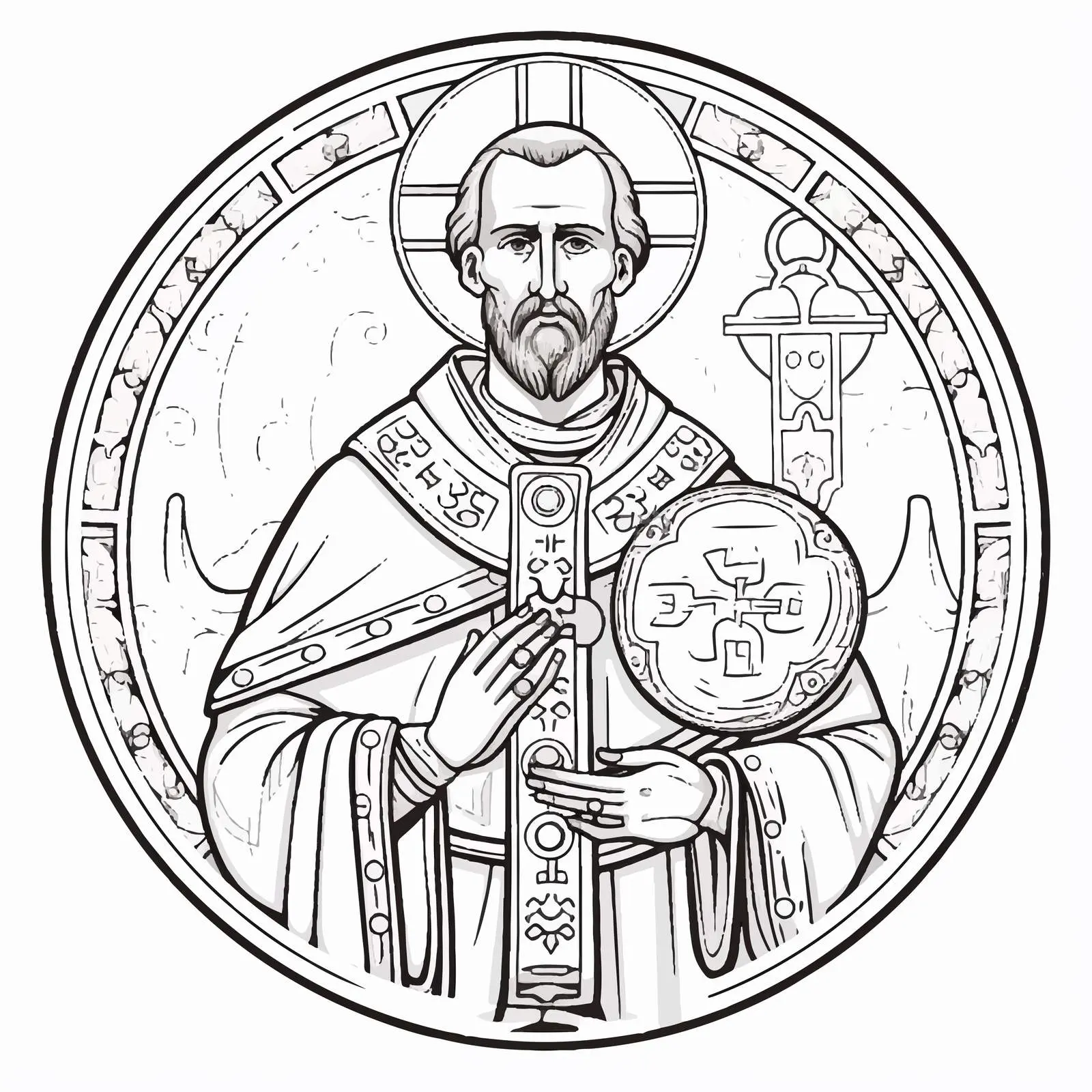 John Chrysostom Byzantine Fresco Illustration – free graphic representation image from Dotvec