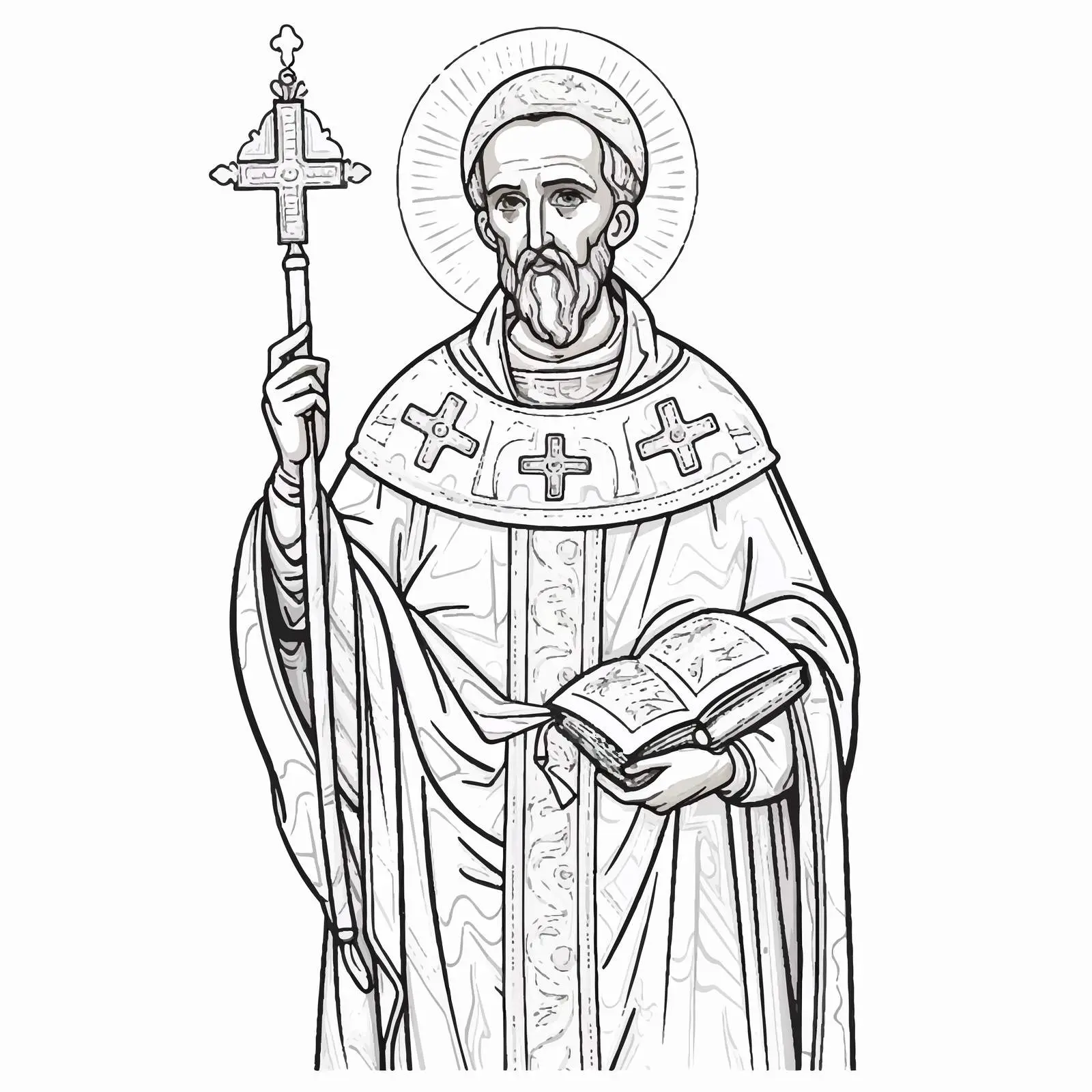 Byzantine Fresco of John Chrysostom – free traditional fresco image from Dotvec