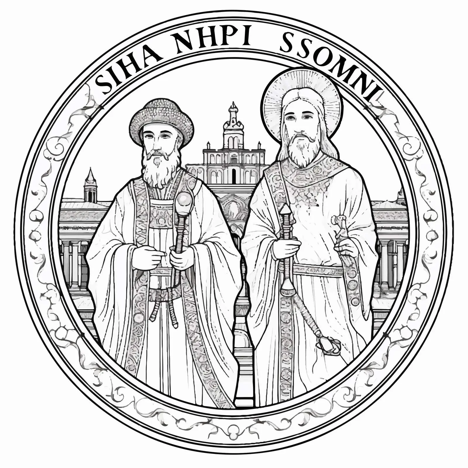 John of Shanghai and San Francisco Coloring Page — free download from Dotvec