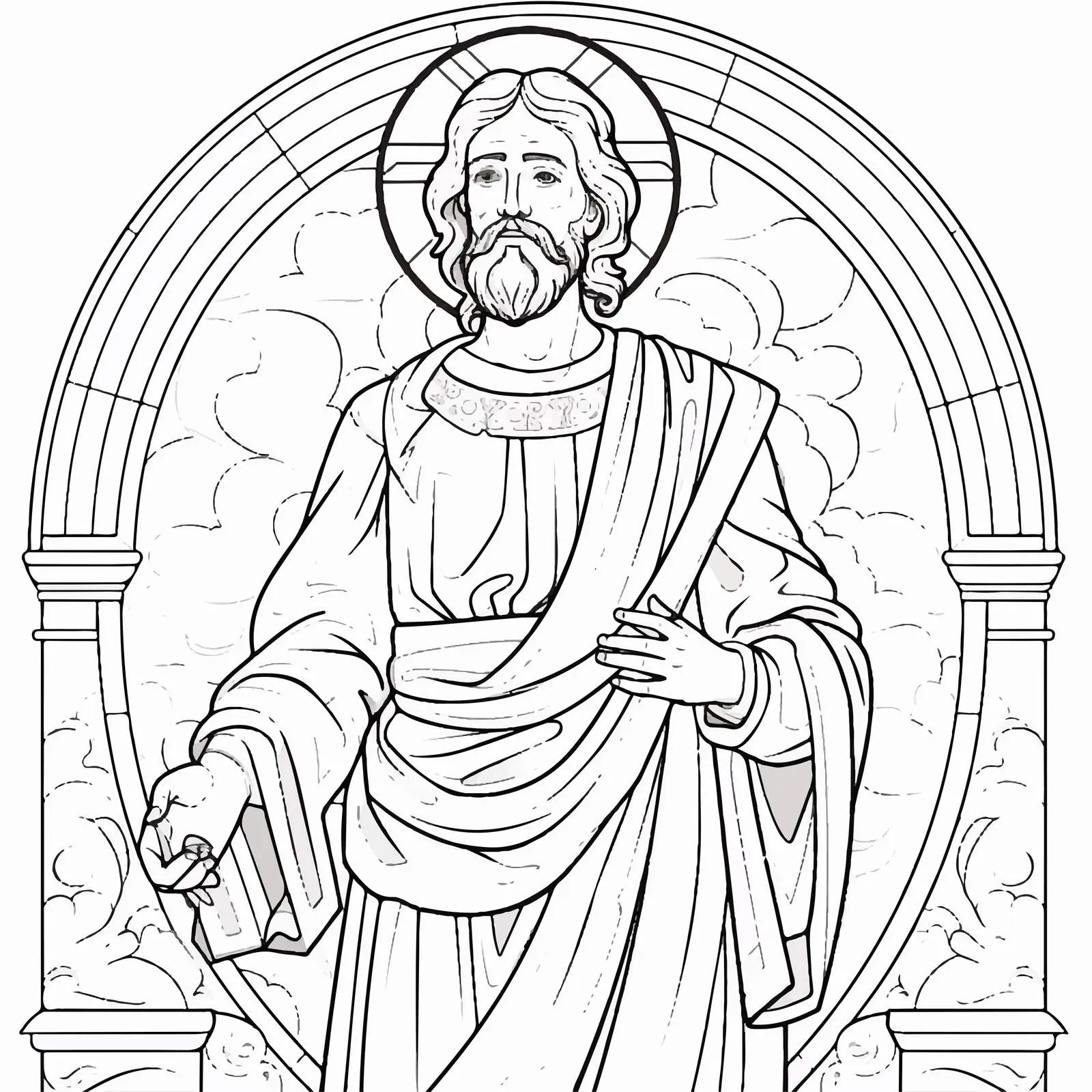 John the Apostle Byzantine Style Coloring Page — free download from Dotvec
