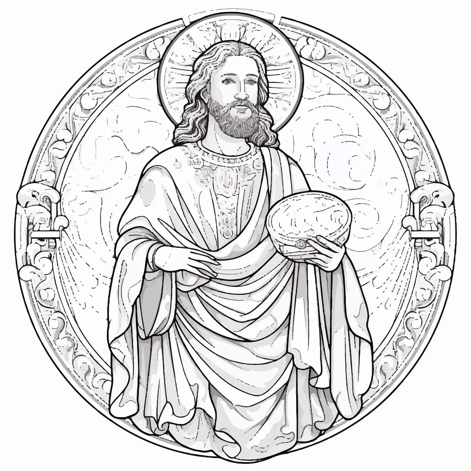 Byzantine Style John the Baptist Coloring Page — free download from Dotvec