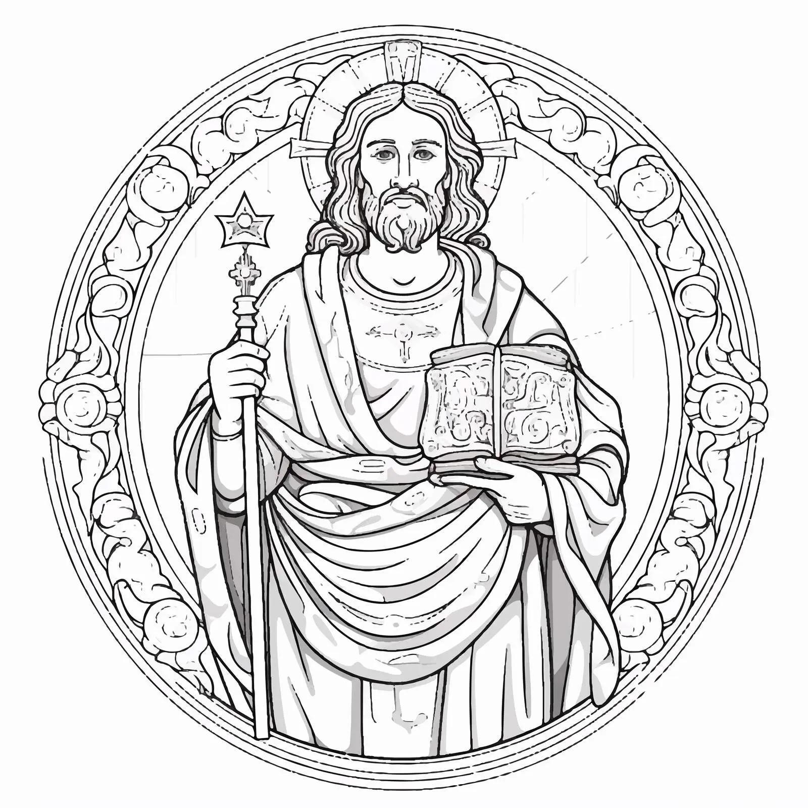 John the Baptist Byzantine Style Coloring Page — free download from Dotvec