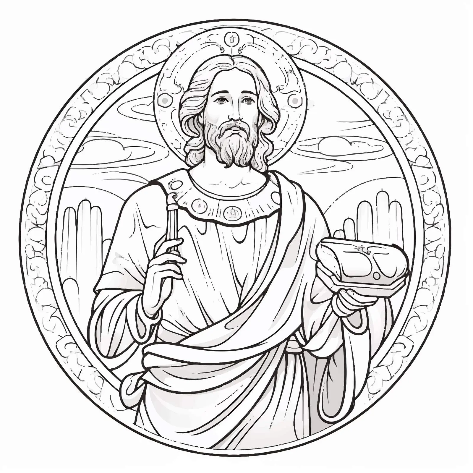 Byzantine Style John the Baptist Coloring Page — free download from Dotvec