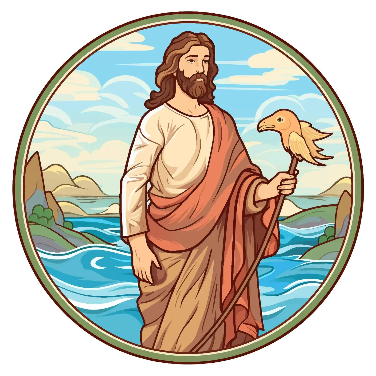 Byzantine Fresco of John the Baptist — free download from Dotvec