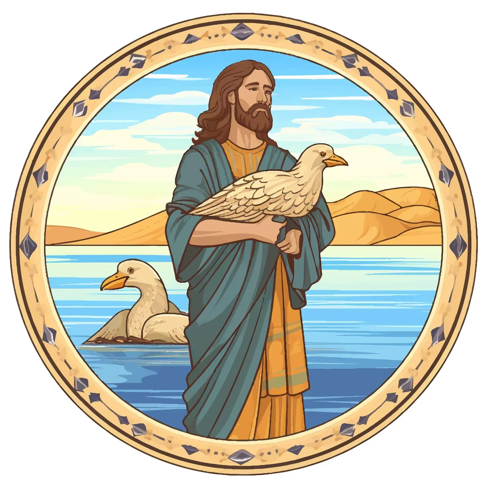 Byzantine Fresco Illustration of John the Baptist — free download from Dotvec