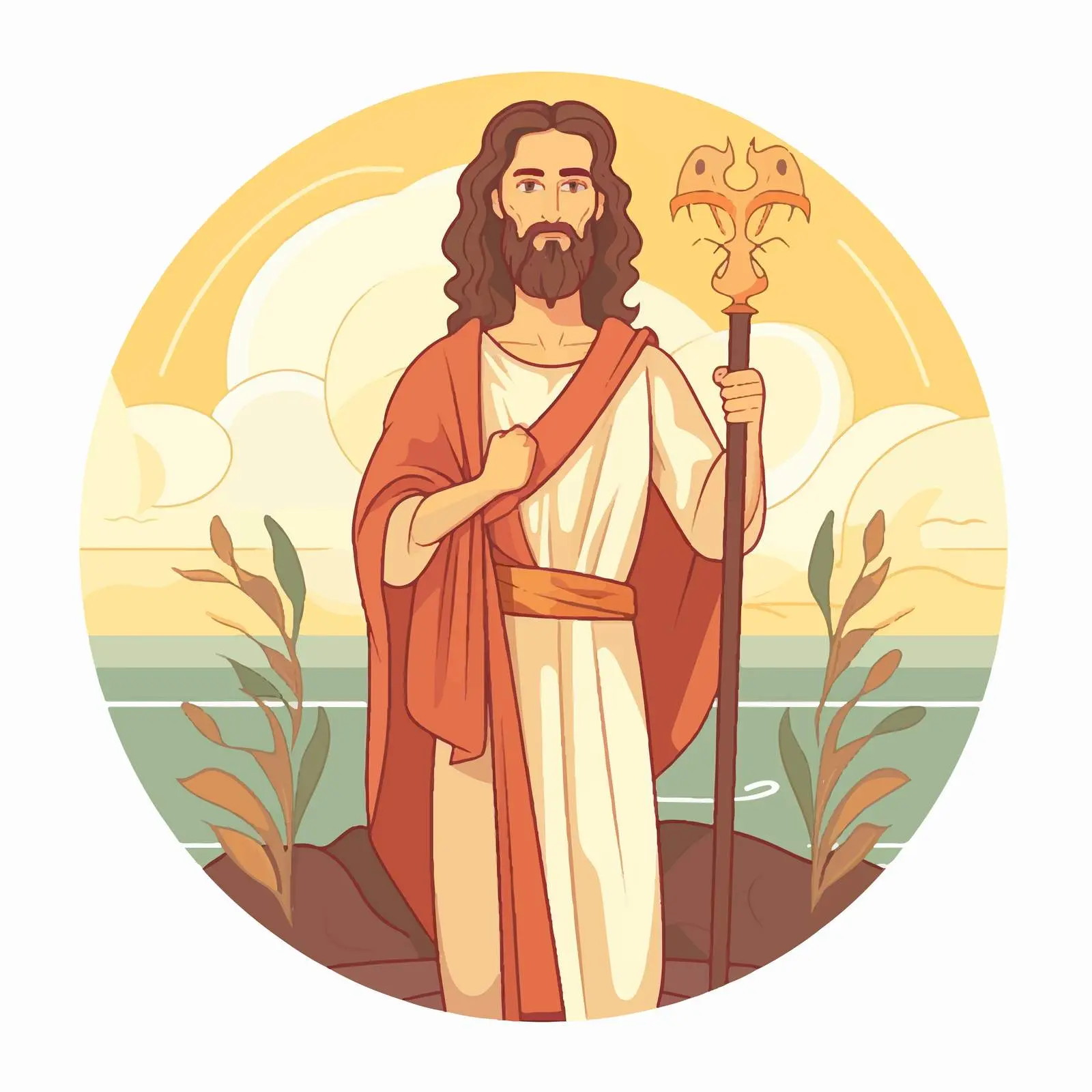 Byzantine Style Illustration of John the Baptist – free symbolism in art image from Dotvec