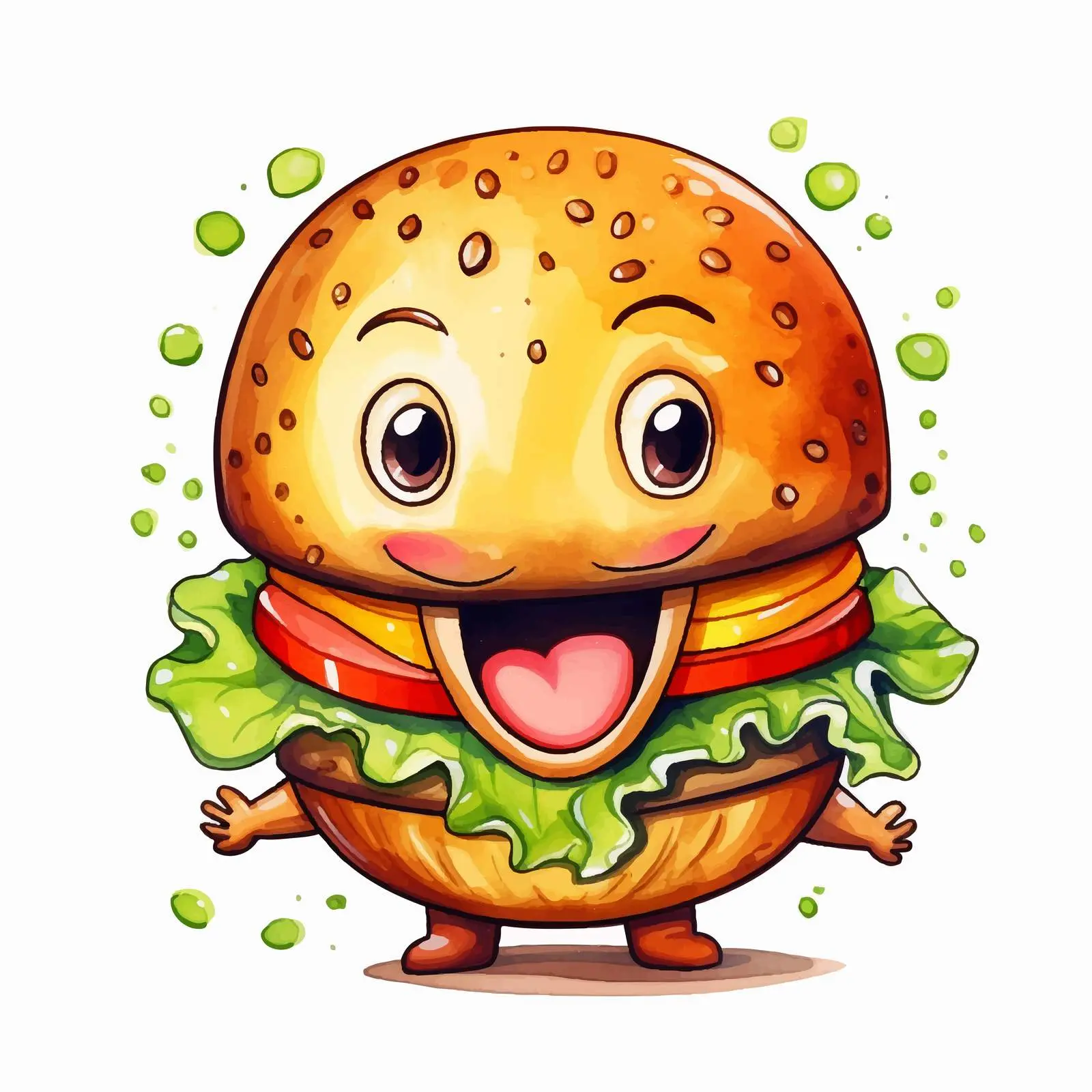 Joyful Cartoon Hamburger Food Illustration — free download from Dotvec