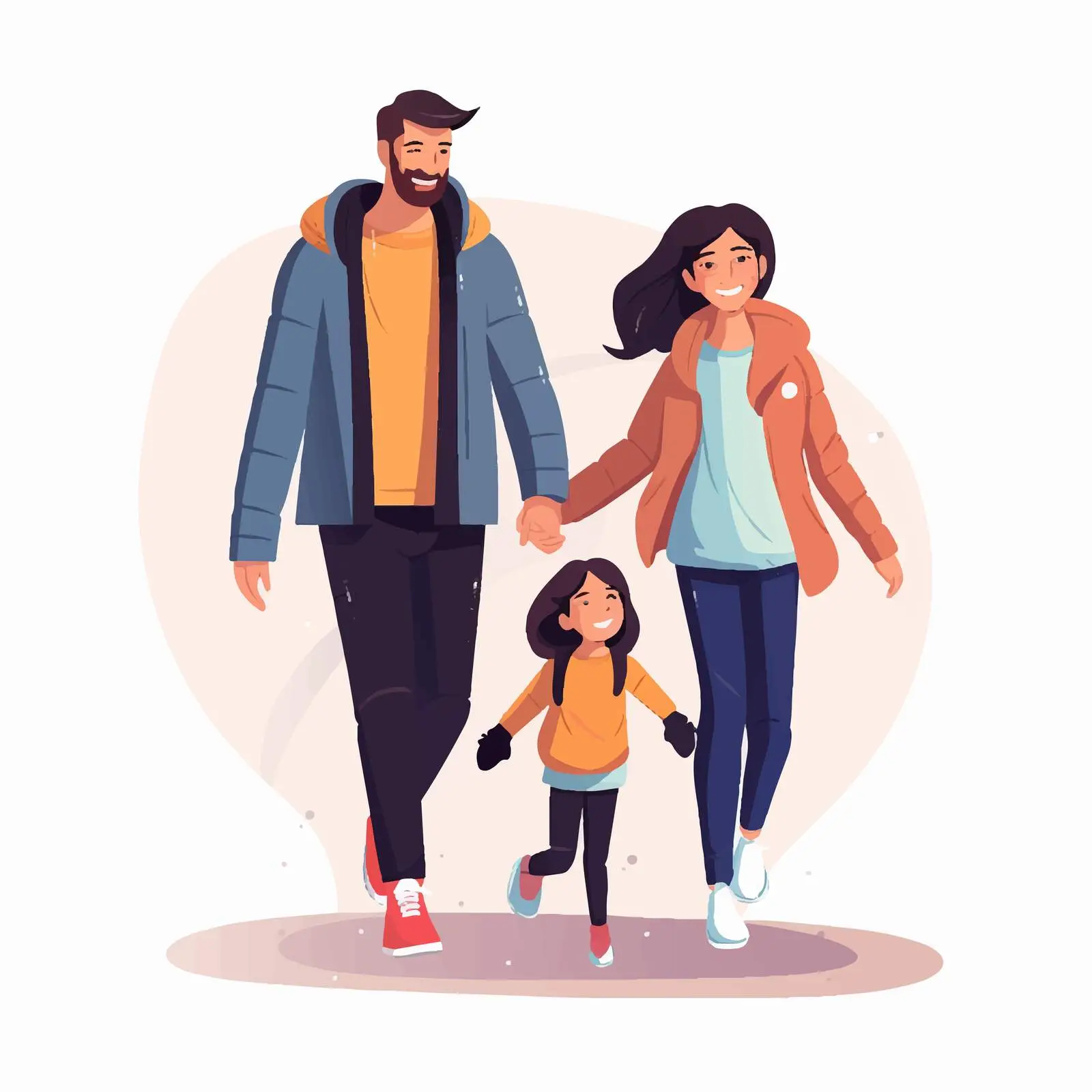 Joyful Family Walking Together Smiling — free download from Dotvec