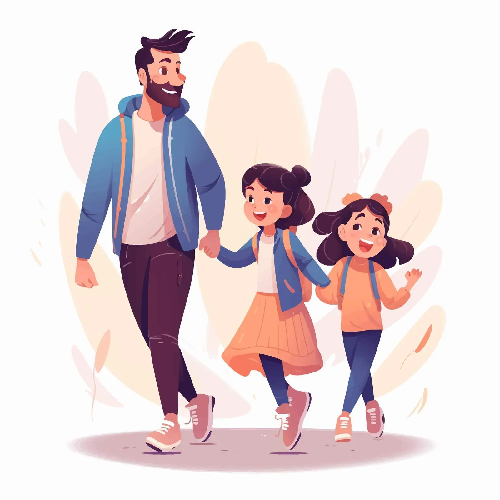 Joyful Family Walking Together Smiling — free download from Dotvec