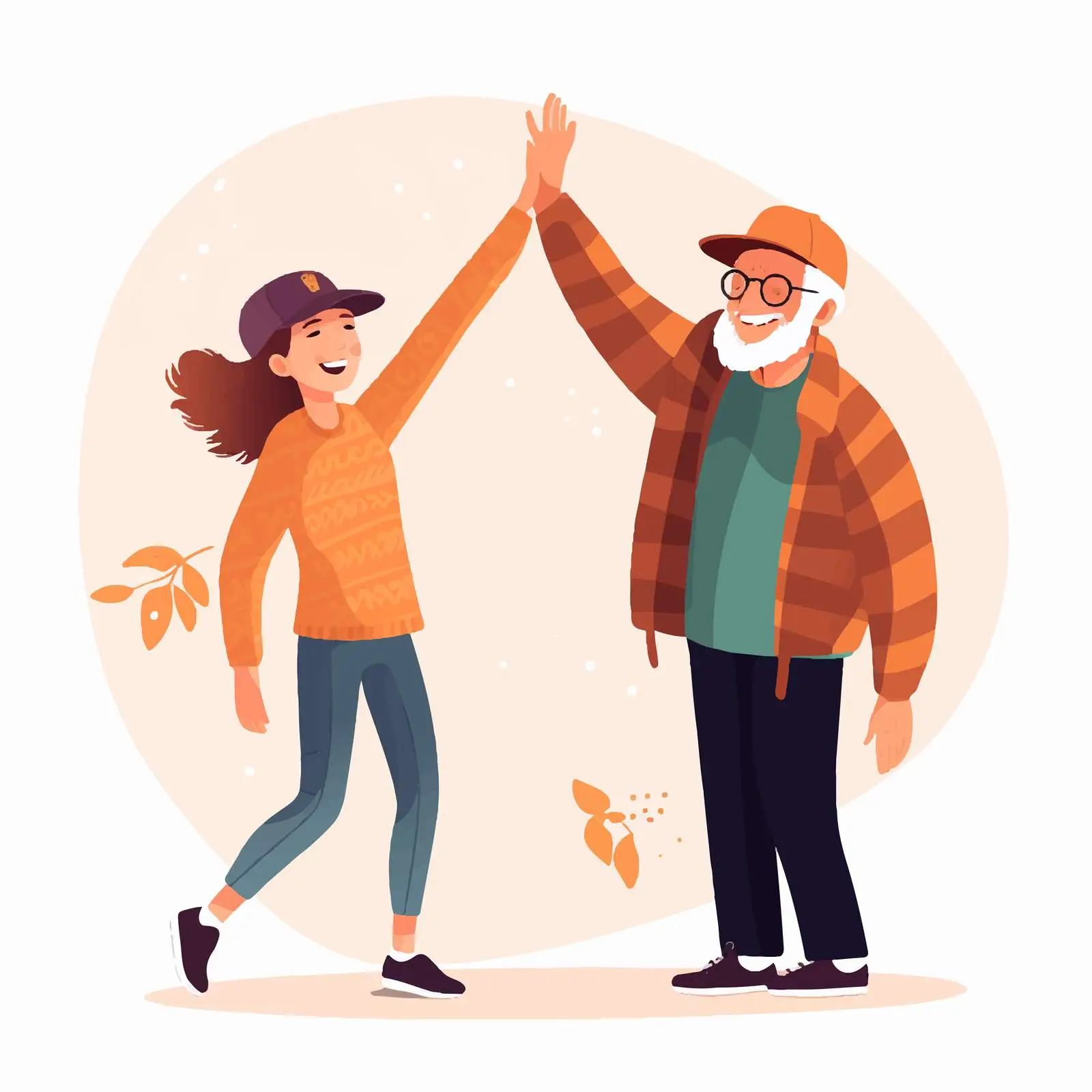 Joyful Grandfather and Granddaughter High Five – free high five image from Dotvec