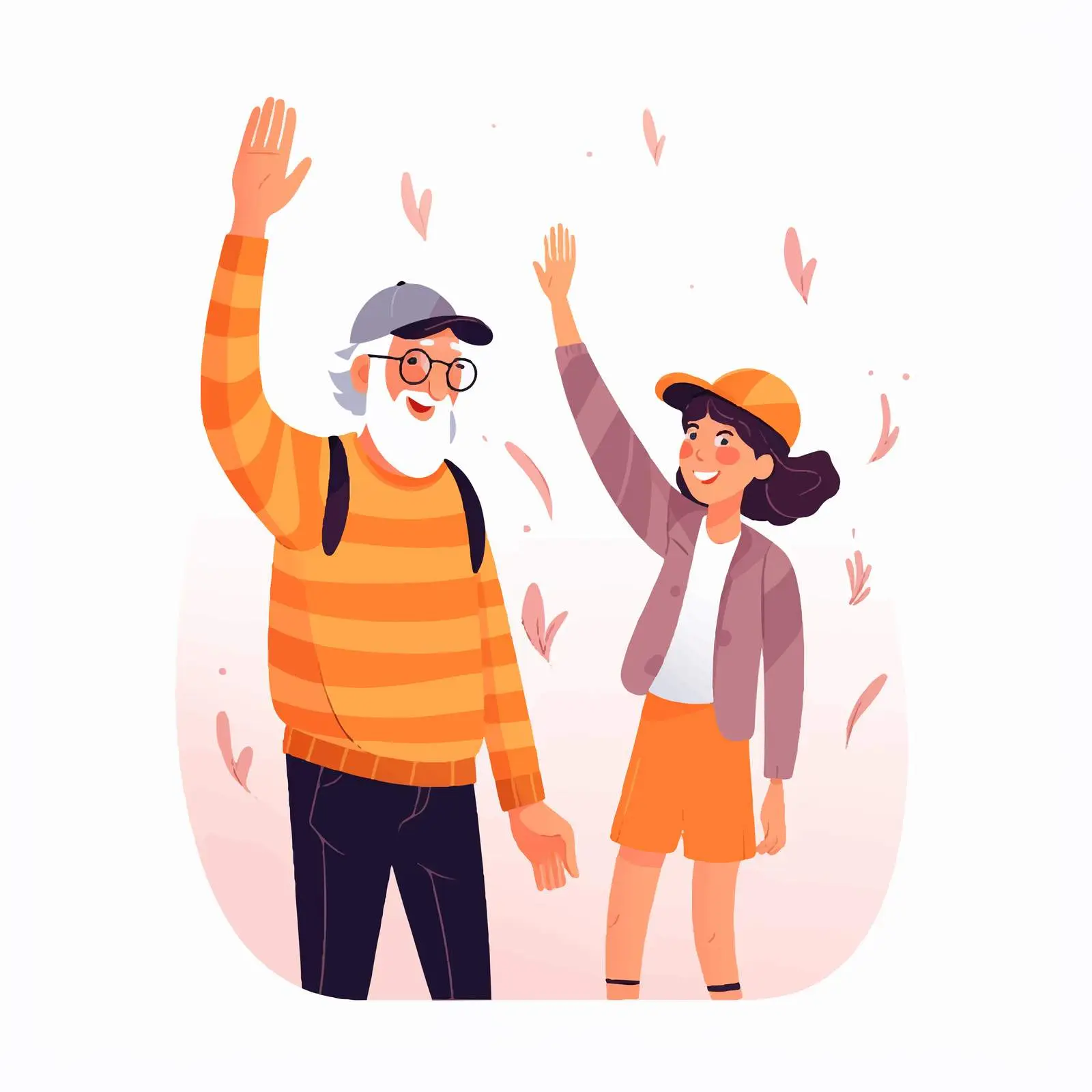 Joyful Granddad and Granddaughter High Five — free download from Dotvec