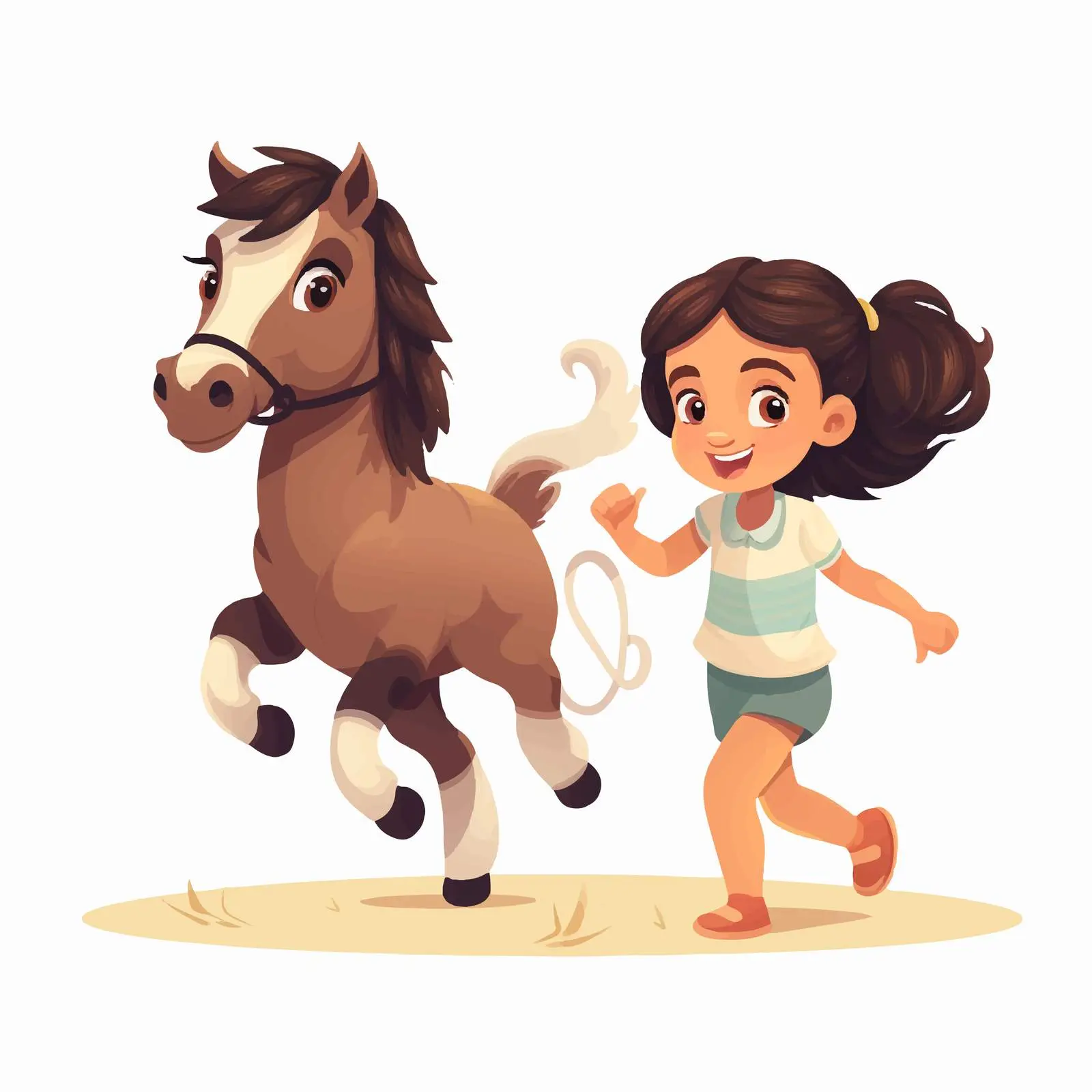 Joyful Girl Running to Hug Adorable Pony — free download from Dotvec
