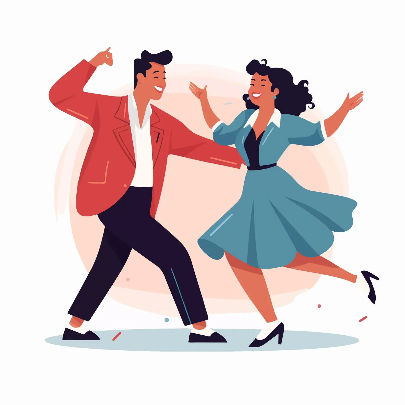 Joyful Couple Dancing Lindy Hop Motion Illustration — free download from Dotvec