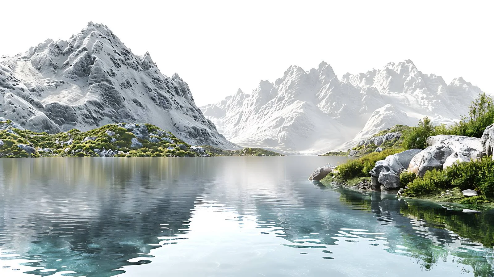 Tranquil Judian Lake on White Background — free download from Dotvec