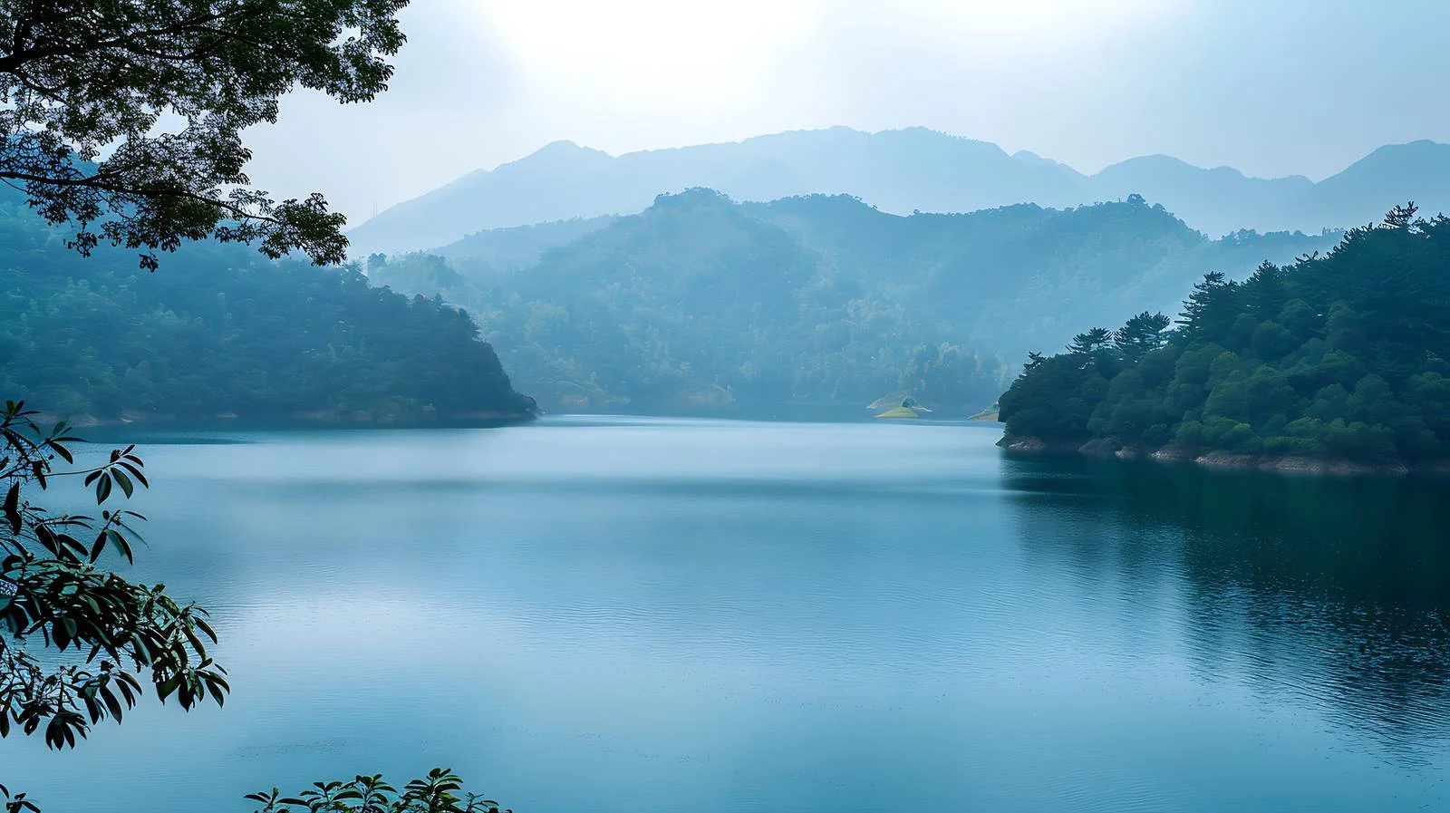 Tranquil Judian Lake on White Background — free download from Dotvec