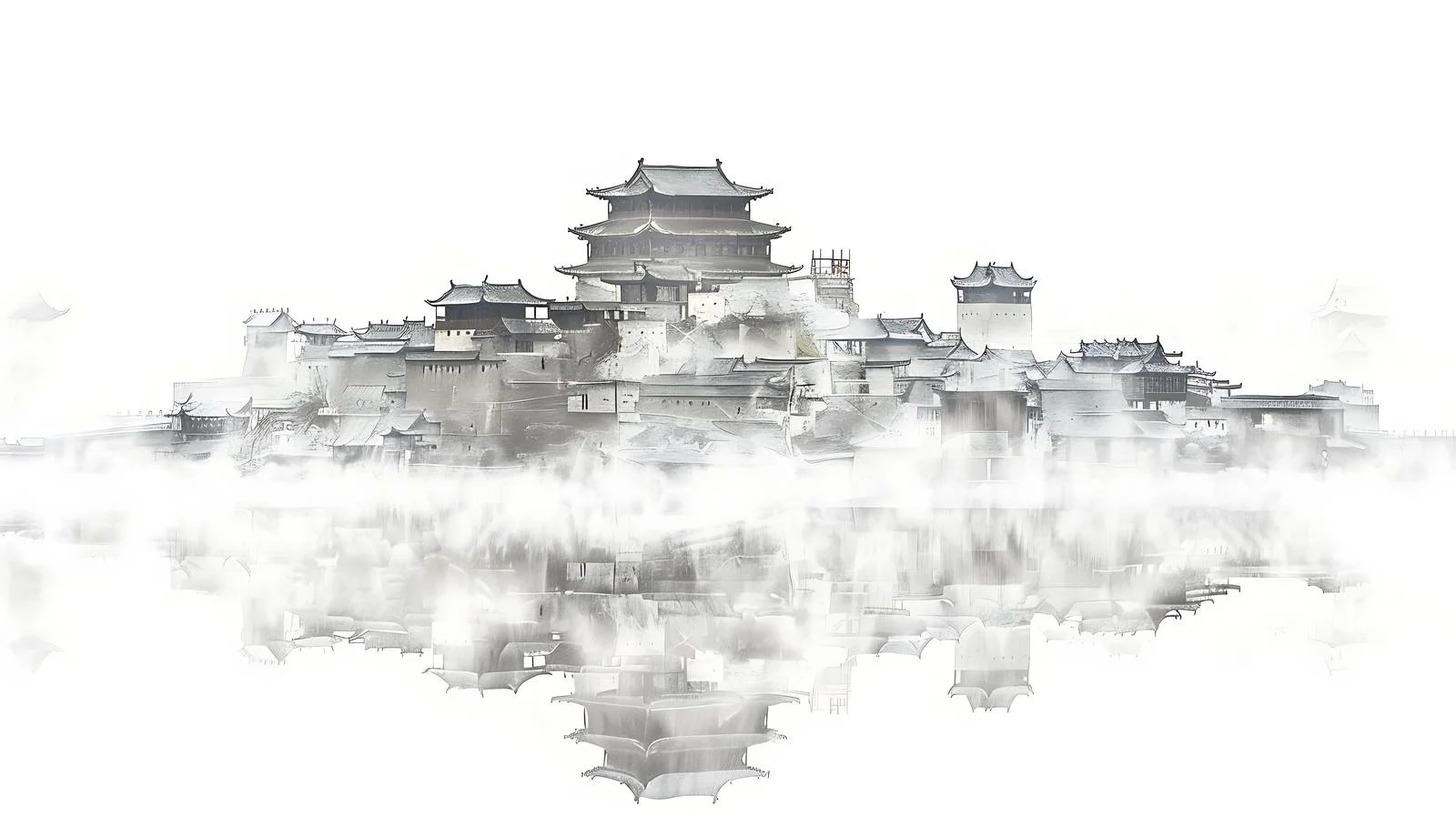 Juguo Ancient City on White Background — free download from Dotvec