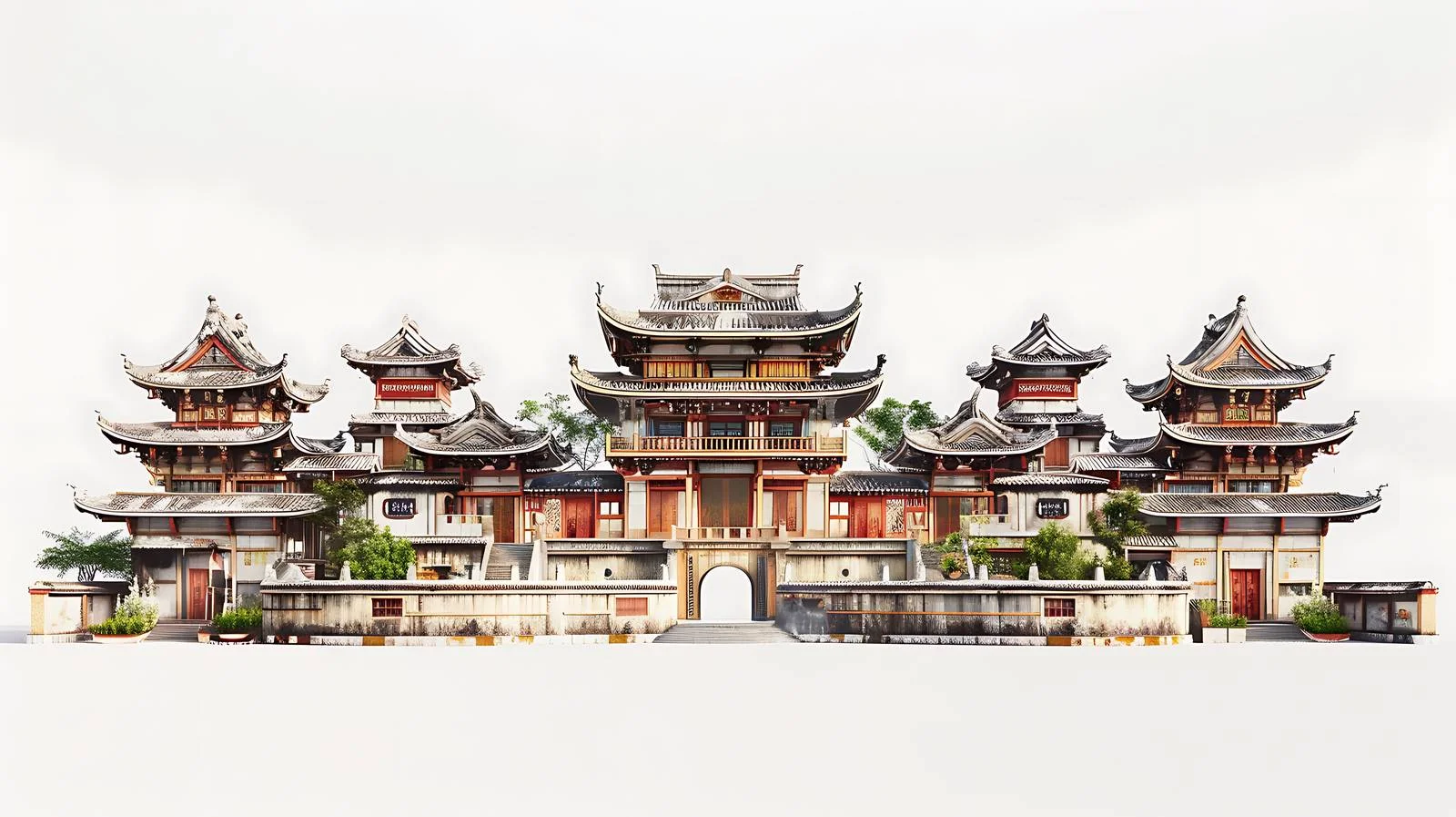 Juguo Ancient City Isolated White Background — free download from Dotvec