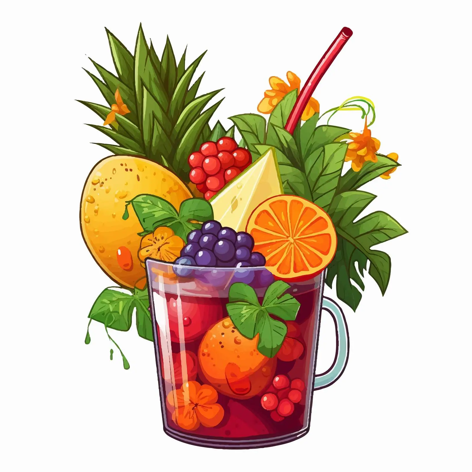 Juice Fruits in Tropical Floral Pot — free download from Dotvec
