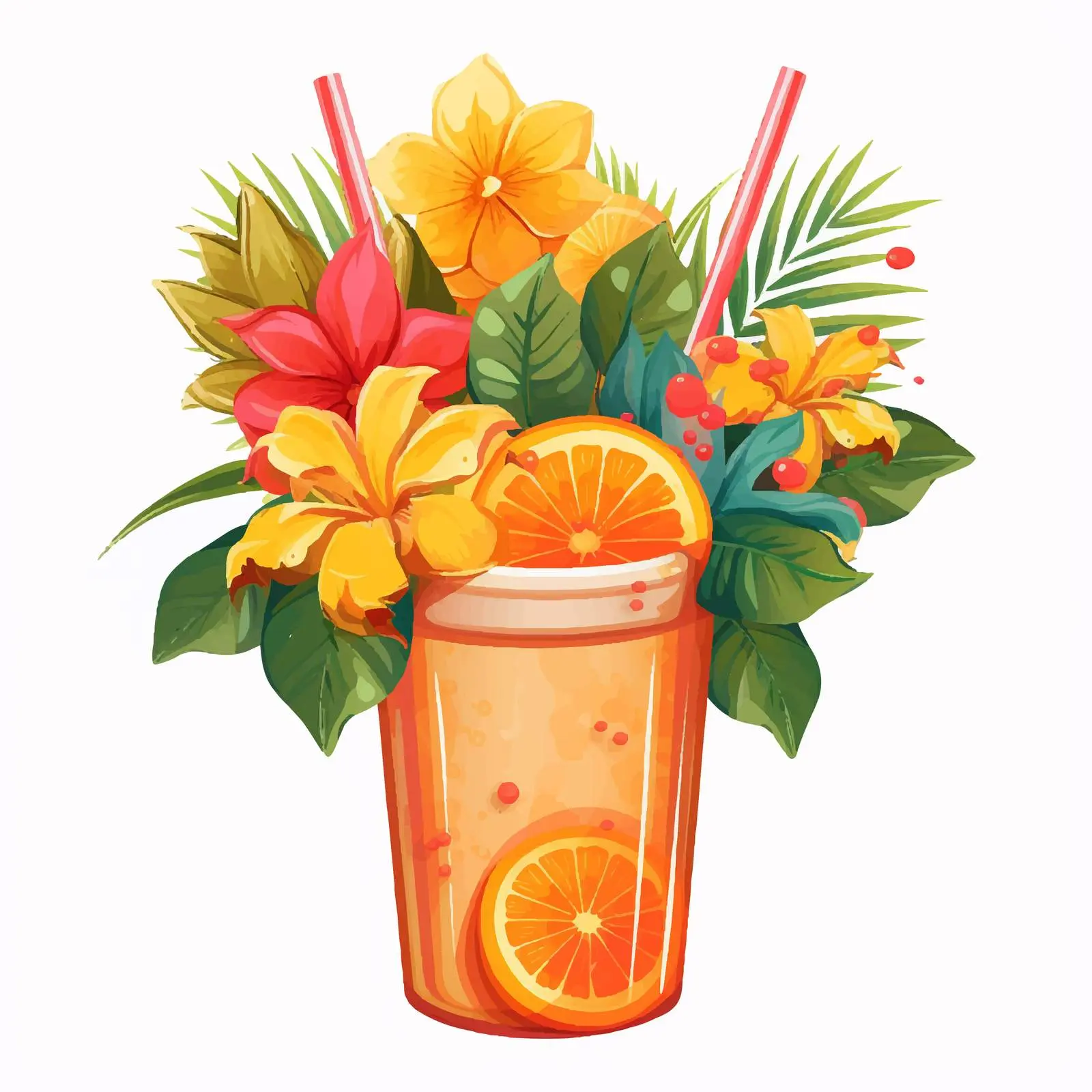 Tropical Juice Fruits in Floral Pot Decoration — free download from Dotvec