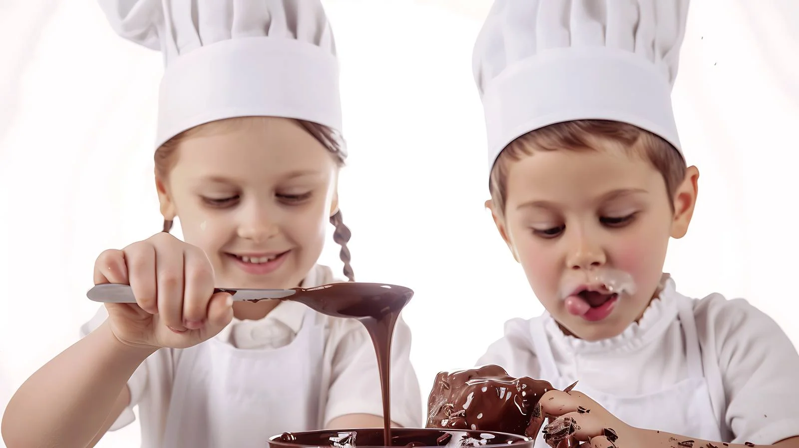 Junior Chefs Stirring Chocolate Sauce — free download from Dotvec