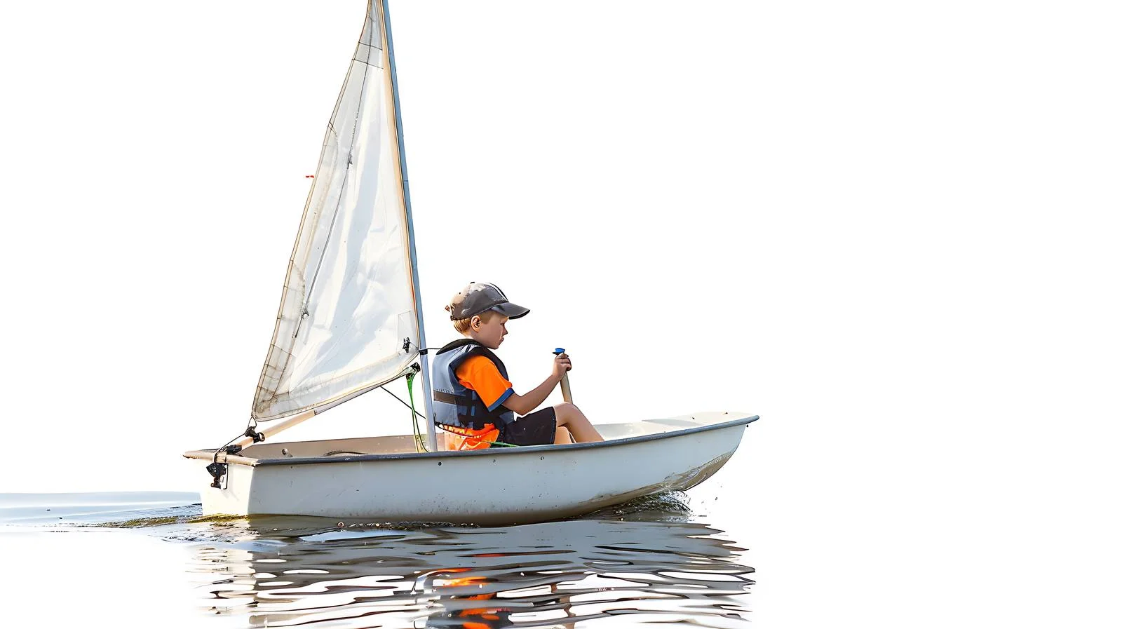 Youth Sailing Summer Scene White Background — free download from Dotvec