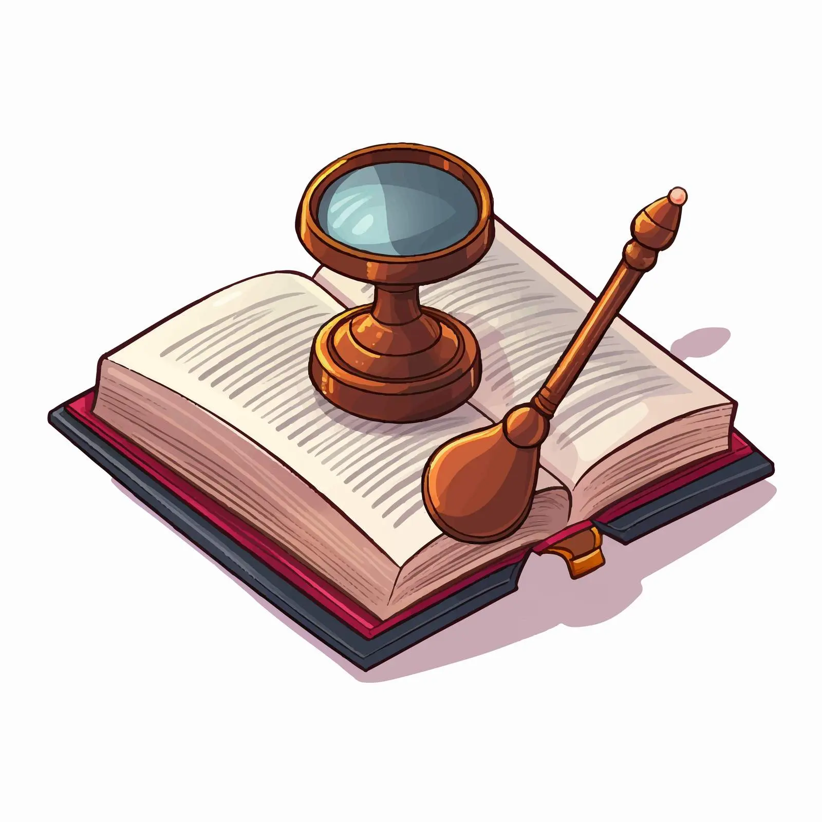 Cartoon Justice Book with Magnifying Glass Vector — free download from Dotvec