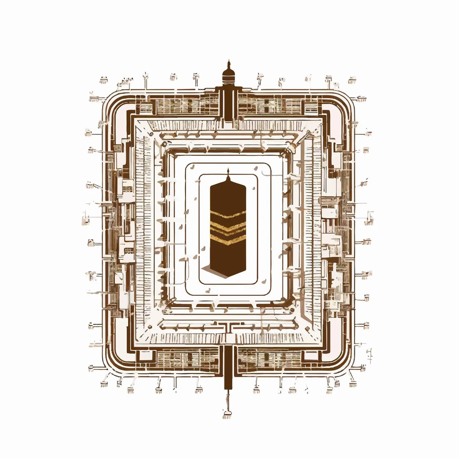 Kaaba Line Vector Illustration on White Background — free download from Dotvec