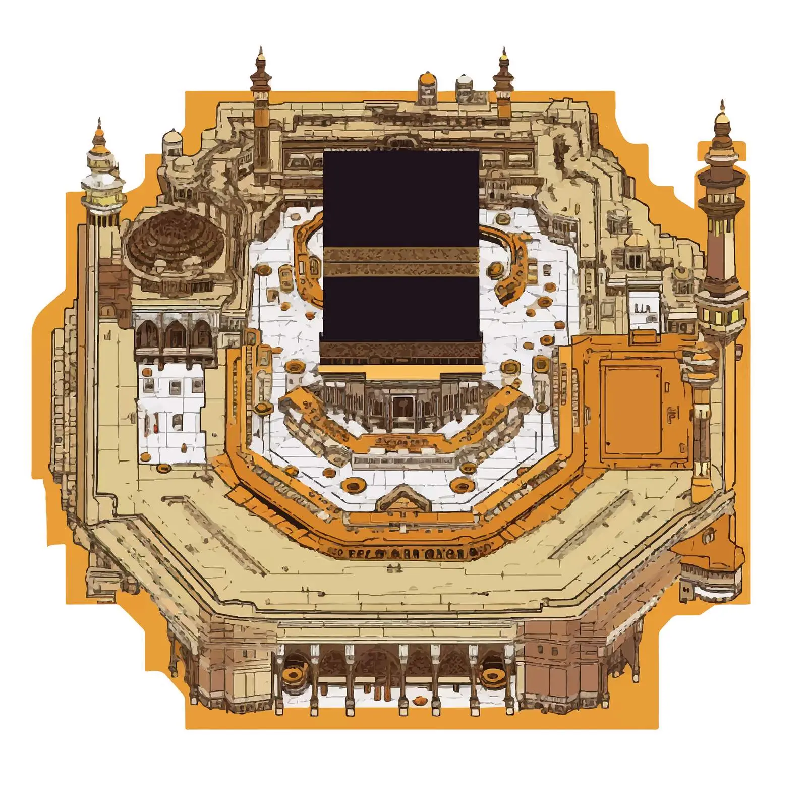 Kaaba Line Vector Illustration on White Background — free download from Dotvec