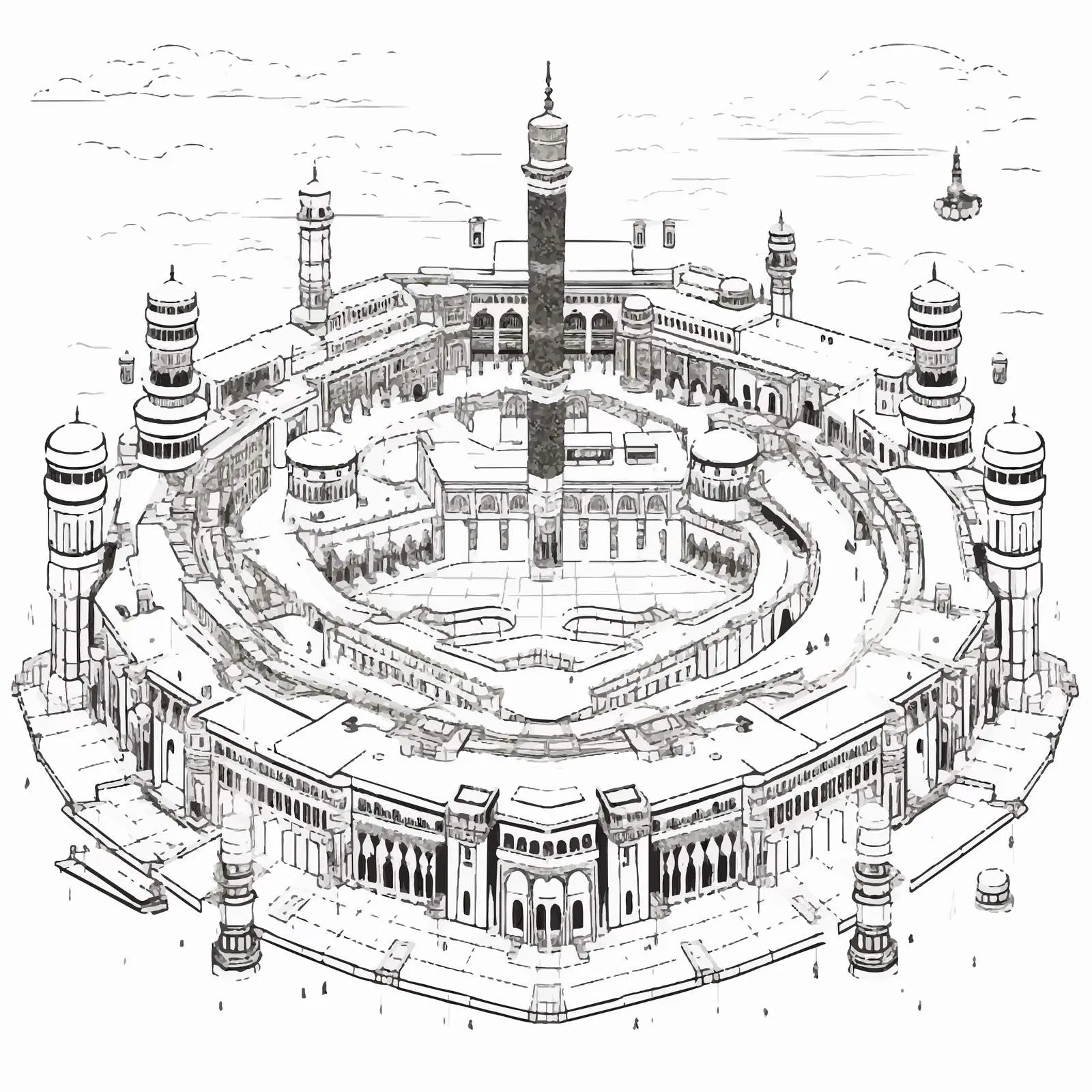 Kaaba Outline Vector Illustration on White Background — free download from Dotvec