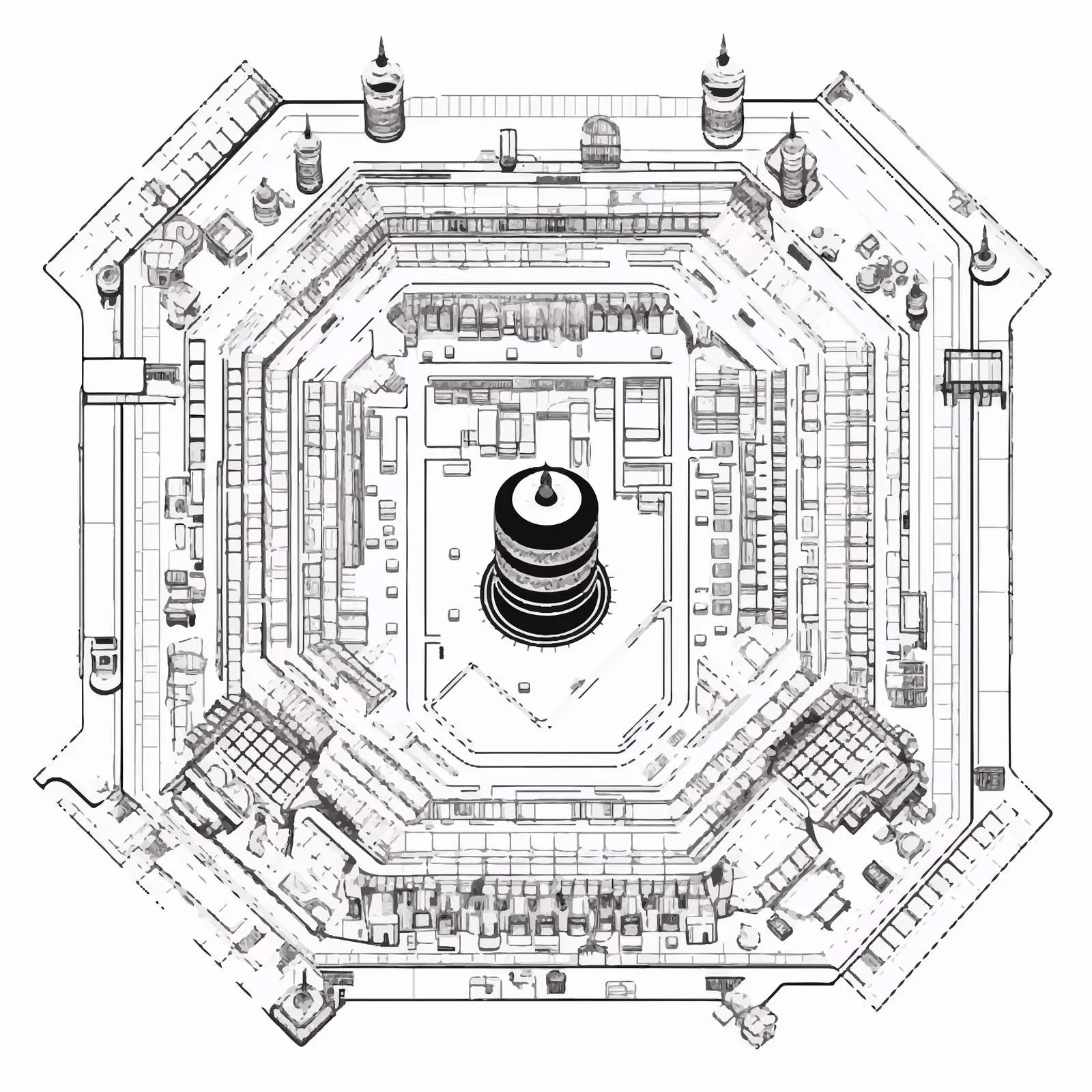 Kaaba Outline Vector Illustration on White Background — free download from Dotvec