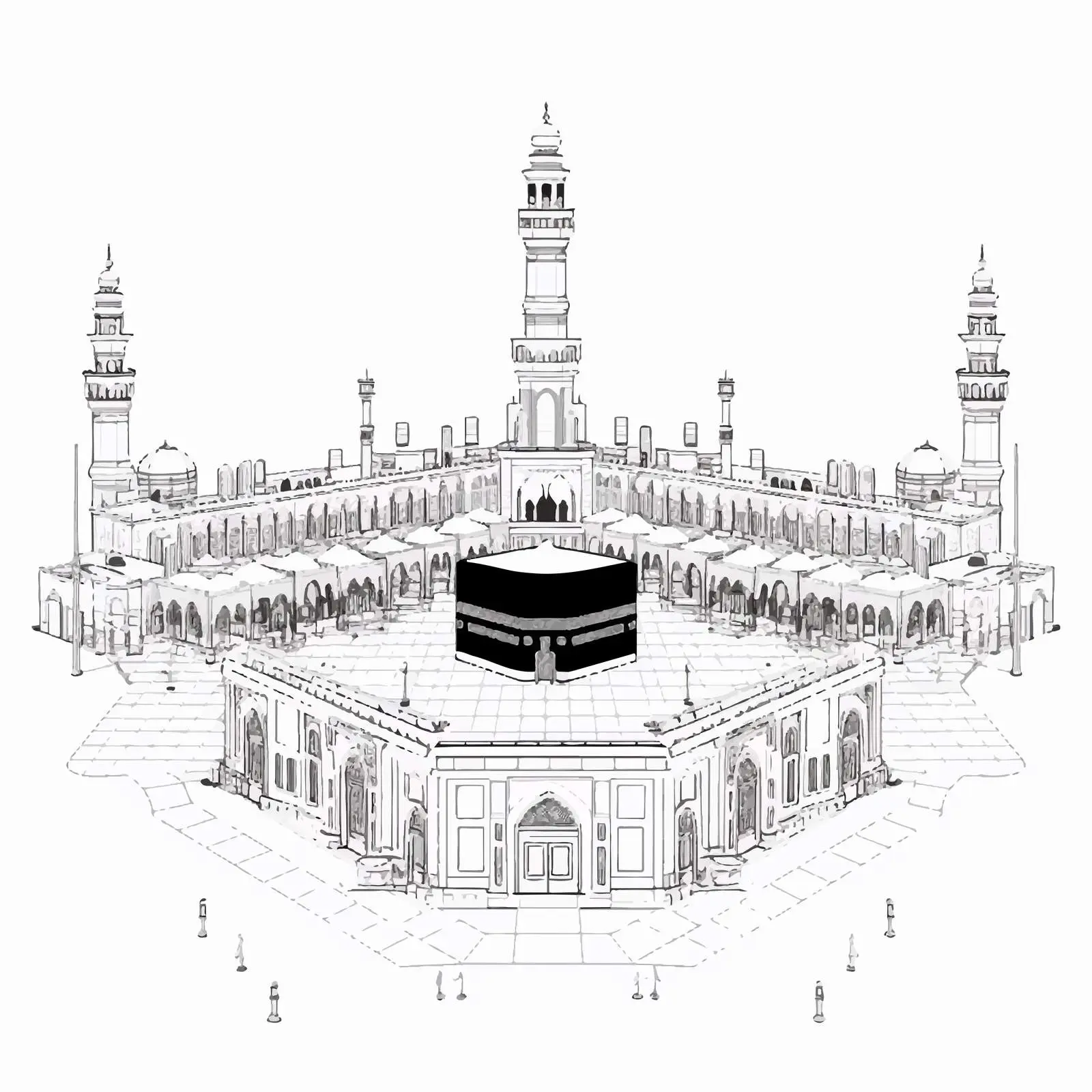Kaaba Outline Vector Illustration on White Background — free download from Dotvec