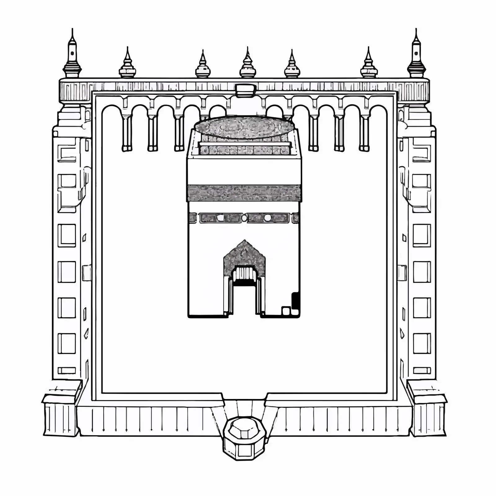 Kaaba Outline Vector Illustration on White Background – free islamic architecture image from Dotvec