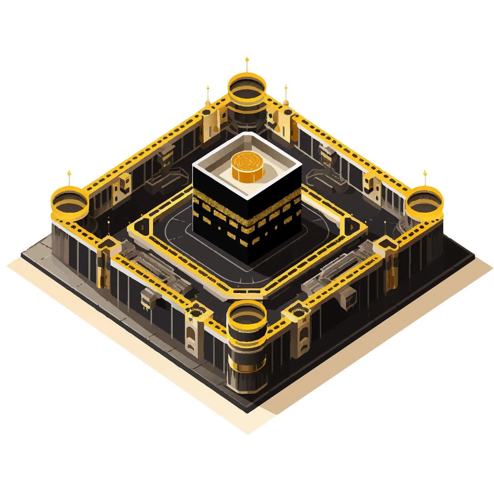 Top View Kaaba Vector Illustration on White Background — free download from Dotvec