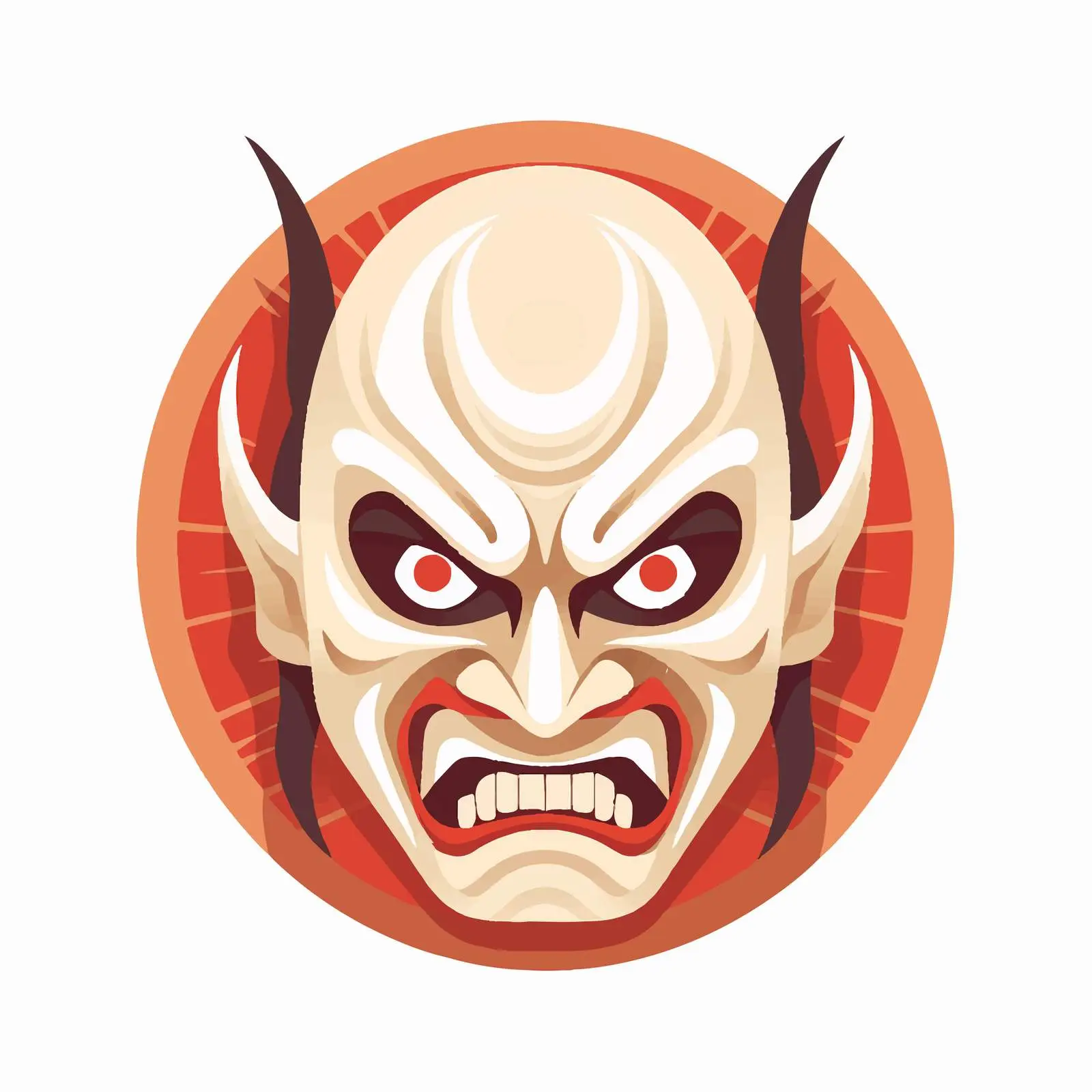 Kabuki Noh Mask of Shikami's Furious Face – free historical costume image from Dotvec