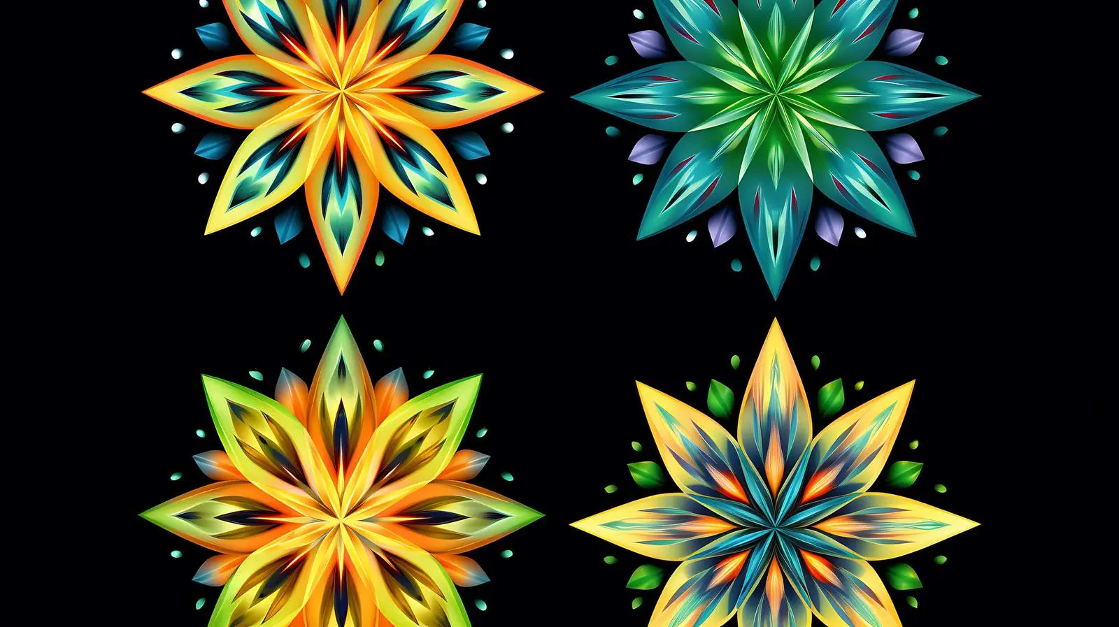 Starry Kaleidoscope on Black Background — free download from Dotvec