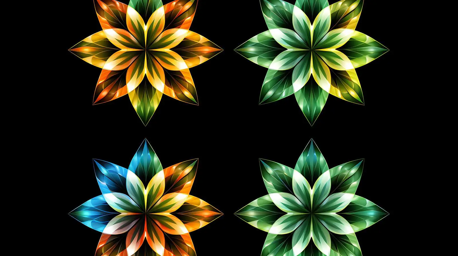 Vibrant Kaleidoscope Stars on Black Background — free download from Dotvec