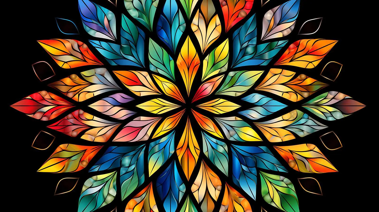 Colorful Kaleidoscope Stars on Black Background — free download from Dotvec