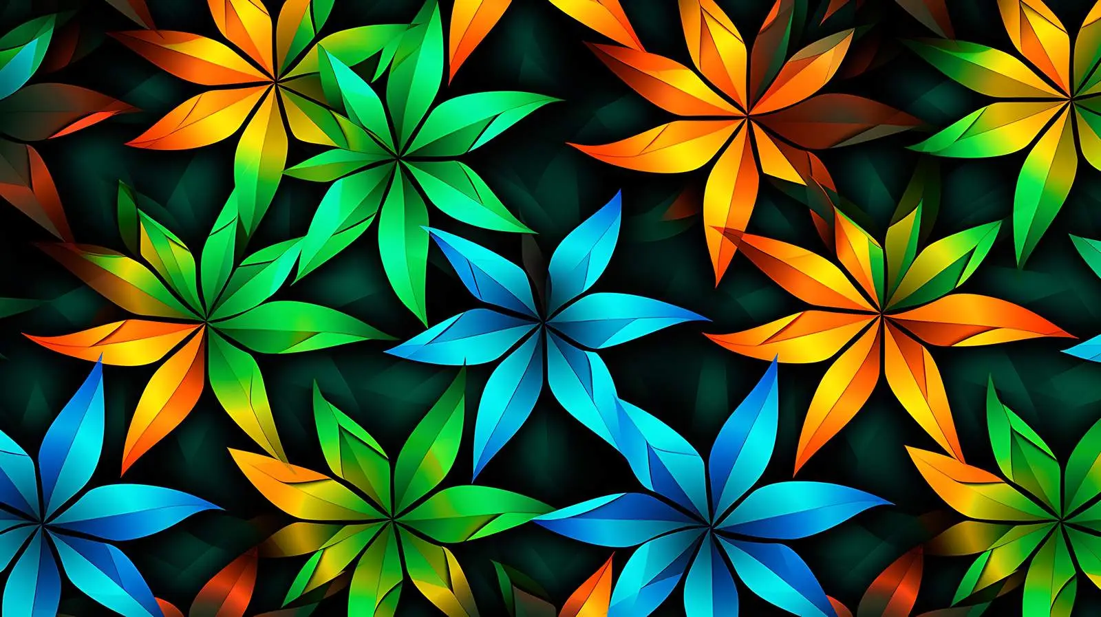 Colorful Kaleidoscope Stars on Black Background — free download from Dotvec