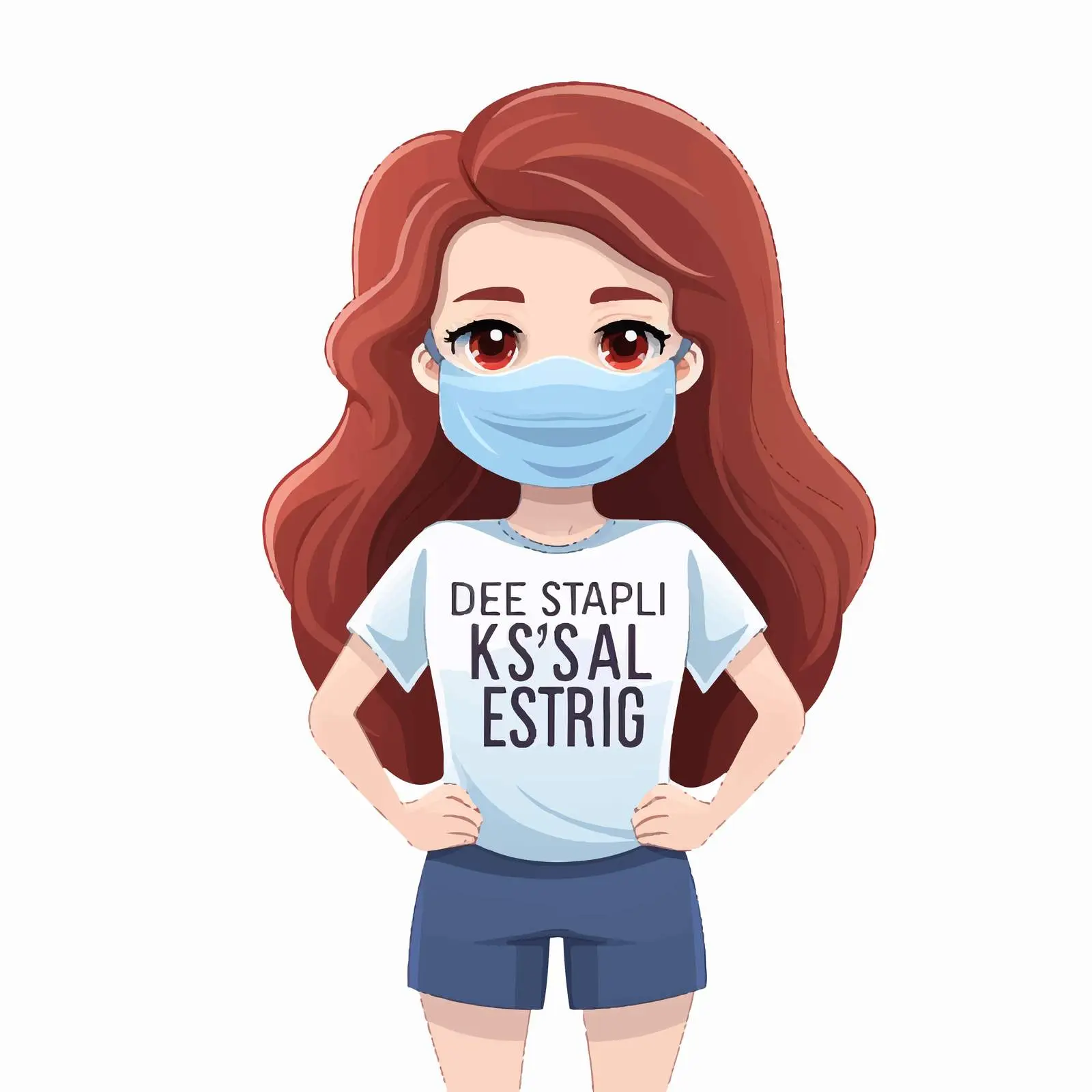 Girl in Medical Mask Distance Design Vector – free virus awareness image from Dotvec