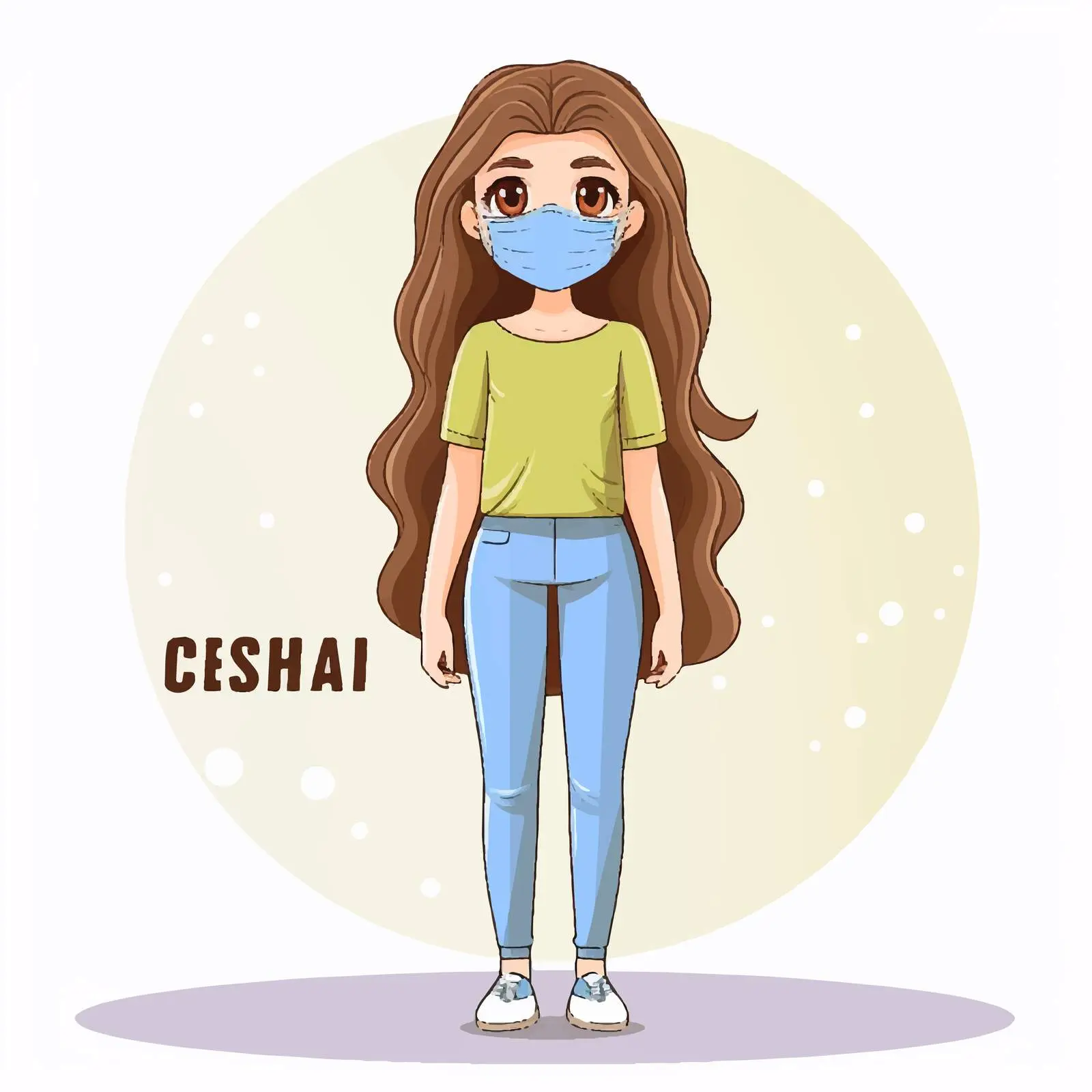 Girl Wearing Medical Mask Font Design — free download from Dotvec